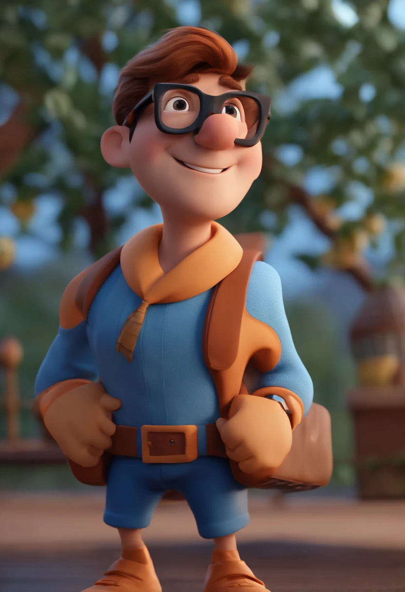 Cartoon character of a man with black glasses and a blue shirt, animation character, Caractere estilizado, animation style rendering, 3D estilizado, Arnold Maya render, 3 d render stylized, toon render keyshot, Personagem 3D, Personagem 3D, 3d rendering stylized, 3 d character render, personagem de desenho animado, Personagem de close up, Pose de personagem,  (Estilo Pixar) (master part:1.2) (Bokeh) (best quality) (pele detalhada) (textura detalhada) (8k) (argila) (Cinematic lighting) (foco nítido