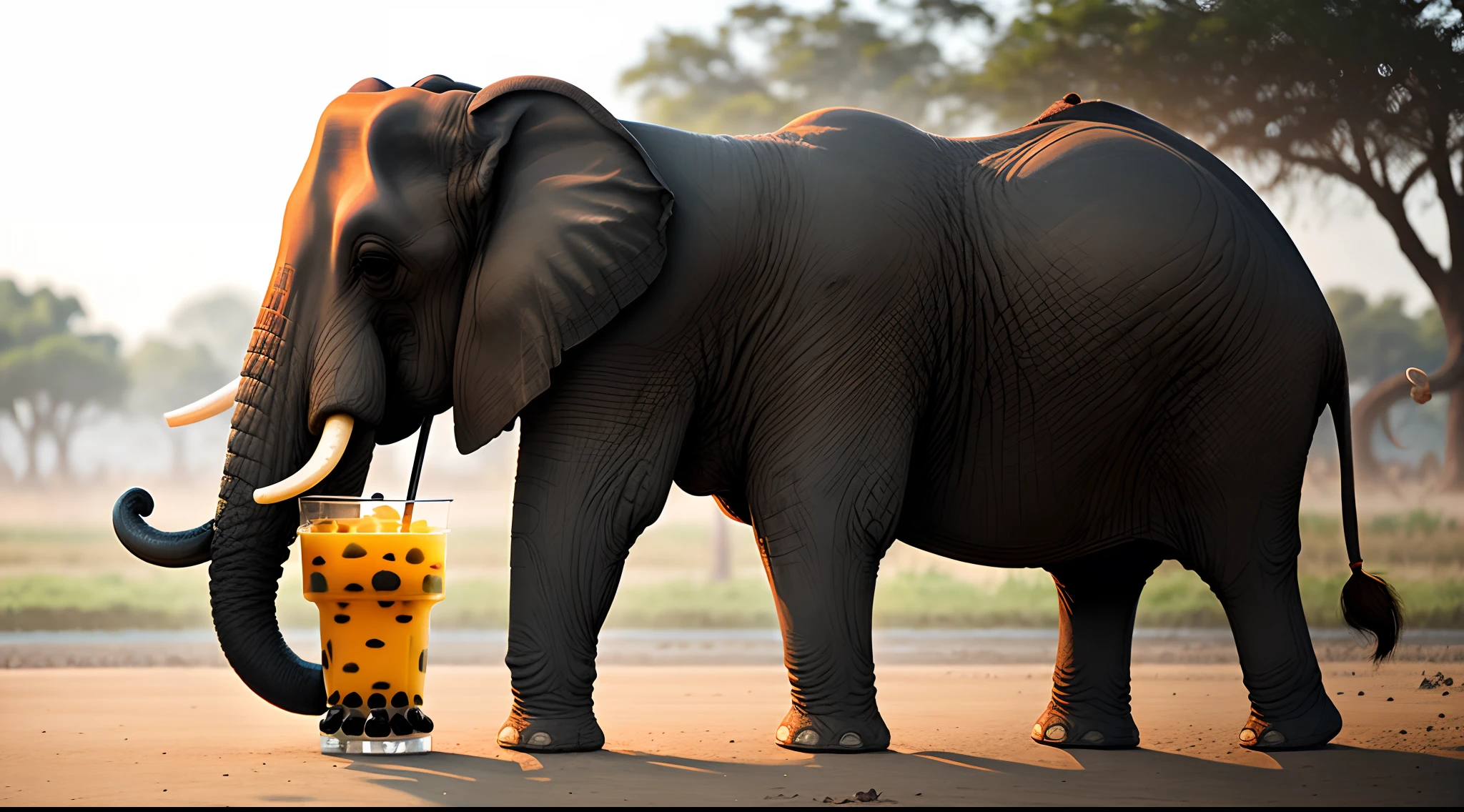 Elephant drinking boba