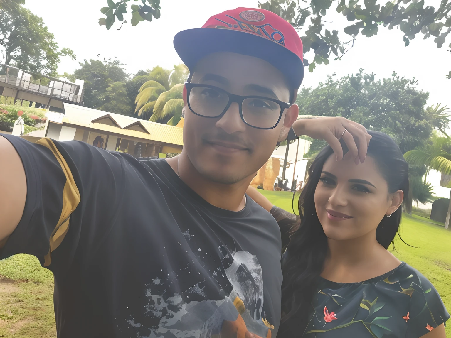 there is a man and woman taking a selfie in the park, facebook post, Fotografia tirada em 2 0 2 0, foto de perfil, Postagem no Reddit, divertindo-se, par, imagem de perfil, Casal feliz, com rostos molhados!!, 4 k post, Postagem 4k, foto do perfil, Lovely couple, Divirta-se, belos arredores