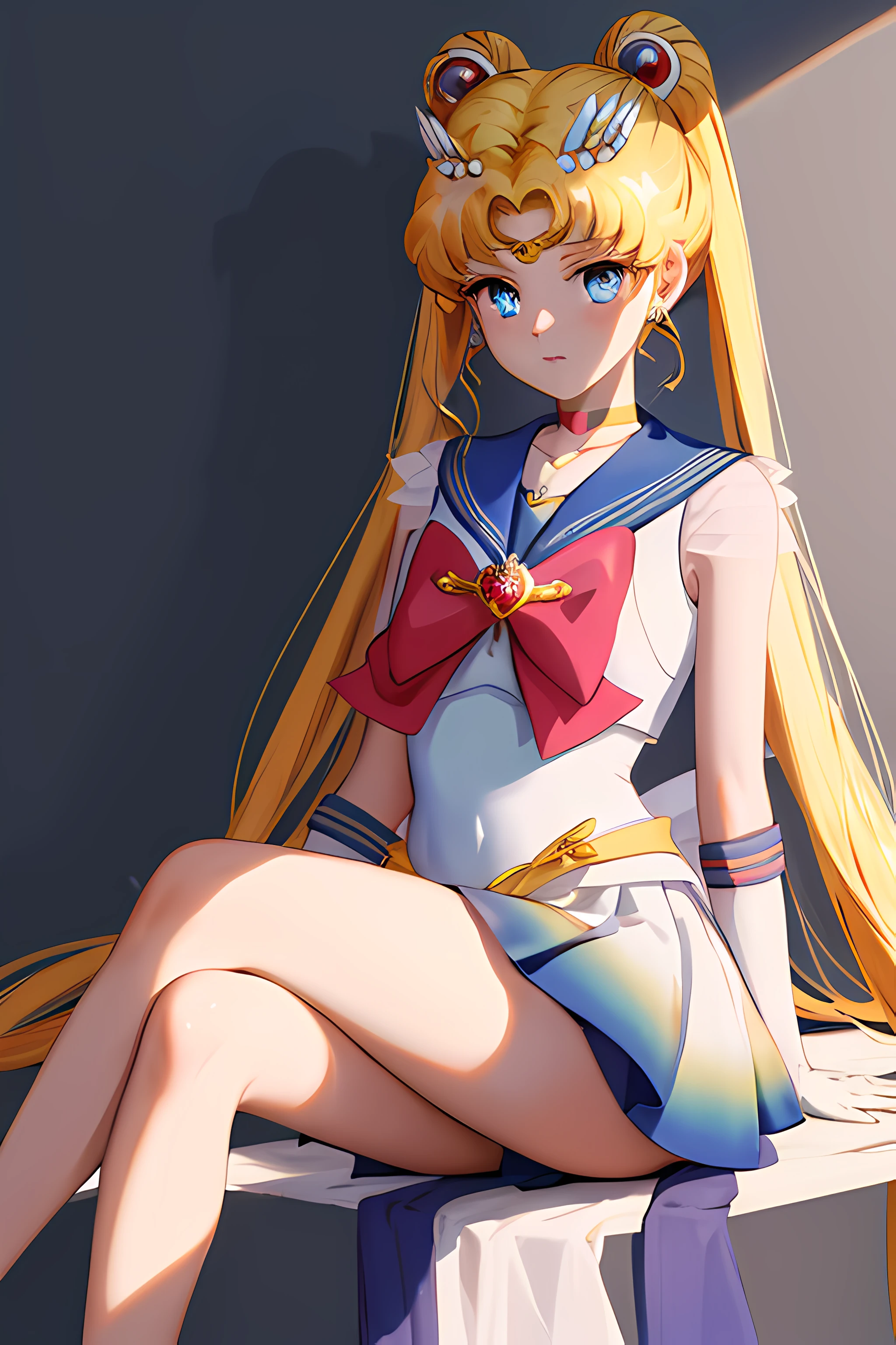 ((((Angle view from under the skirt, ))),masterpiece, Highest quality, (1 person), (Sailor Moon R),(Super Sailor Moon Uniform), (Blonde), (Red long boots), (Detailed face), Small breasts,Face Focus, White wall, (bed), Bright room, Very embarrassed look, White gloves, Detailed eyes, Detailed face, (Love hotel room), Highest quality, High resolution, (Fine and beautiful eyes: 1.3), highly Detailed face, Detailed CG, (Perfect hands, Perfect Anatomy: 1.3),(Short skirt), (Skirt flipped up), (Inverted skirt 1.3), (Detailed Panties 1.3), (Cotton white panties: 1.3), (Tears in my eyes: 1.0),(Ruffled panties: 1.3),(Panties showing her pussy: 1), (Squat: 1.3), (Spread your legs: 1.3),(Long ponytail)