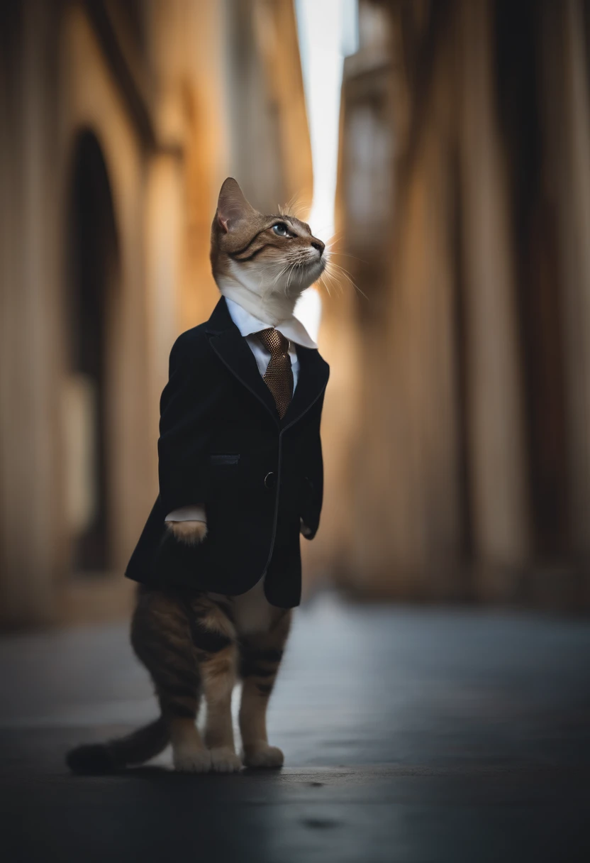 Perfect centralization, um gatinho bonito, Use uma jaqueta, wearing sunglasses, Usando fones de ouvido, alegria, Standing position, beleza abstrata, Centrado, looking at the camera, Facing the camera, Approaching perfection, Dynamic, altamente detalhado, liso, foco nítido, 8k remix