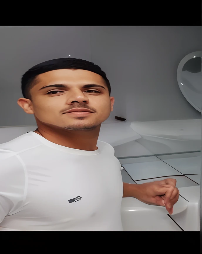 There's a man standing in a bathroom with a toothbrush in his hand, caio santos, Jose Miguel Romano Francisca, andres rios, imagem frontal, Foto realista, victor maristane, david rios ferreira, Ronaldo Luis Nazario de Lima, José Moncada, Carmelo Blandino, Fabiano Perez, Estilo Zigor Samaniego, Fotografia selfie 8k