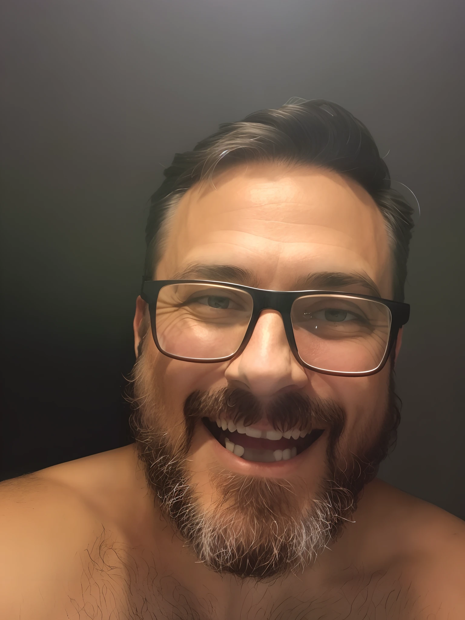 There's a man with glasses and a beard smiling, Homens de 45 anos, with glasses and goatee, Homem de 4 0 anos, selfie de um homem, 38 anos, 3 6 anos, (38 anos), with nerdy glasses and goatee, cerca de 3 5 anos, 35 anos, 3 5 anos, dentes separados