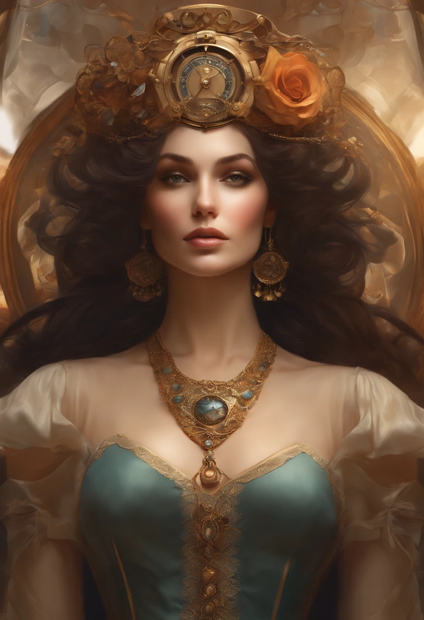 Foto de (( )), usando itens elegantees steampunk vestido, dia moderno em Paris , intrincado, elegante, altamente detalhado, pintura digital, art-station, arte conceitual, liso, foco nítido, illu0.8f, Arte de Artgerm e Greg Rutkowski e Alphonse Mucha
