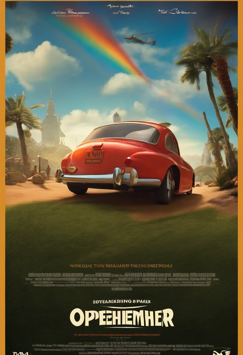 filme Oppenheimer 2023 estilo filmes Pixar, Com nome "tuning fork", poster, with credits