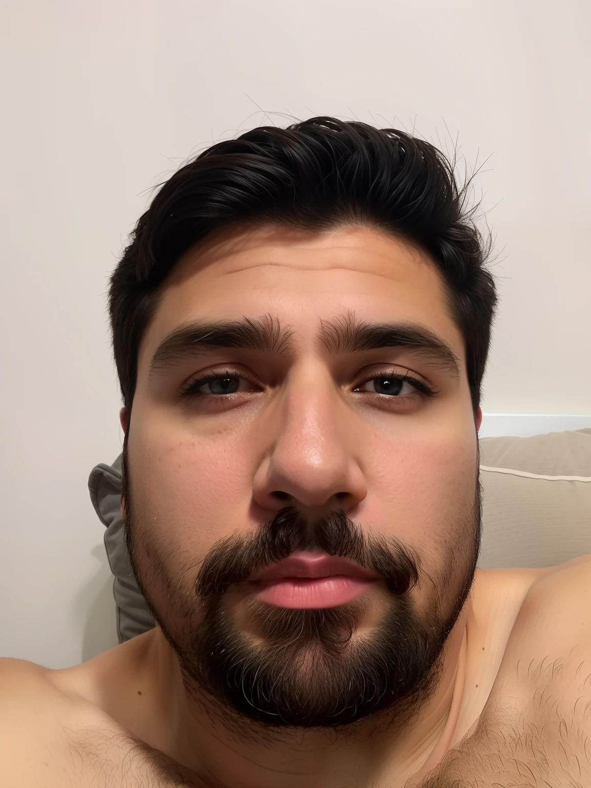 Homem com barba e sem camisa deitado na cama, (38 anos), Homem de 4 0 anos, 3 2 anos, 2 7 anos, 38 anos, 2 9 anos, 2 8 anos, 3 6 anos, Homens de 45 anos, sem barba e bigode, 3 5 anos