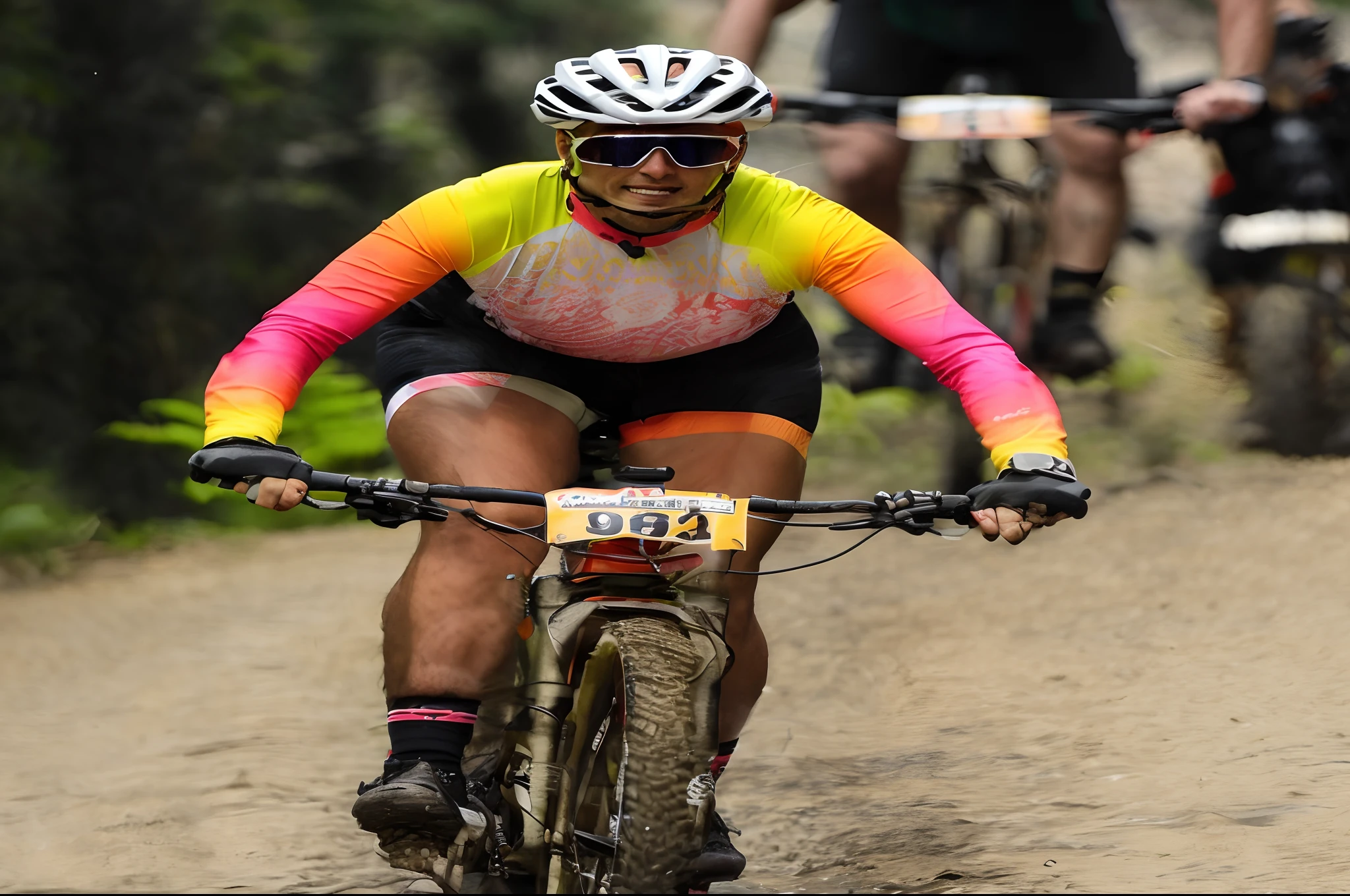Arafed man riding a bicycle on a trail through a forest, album, album photo, Alma piedosa, Trilha Ligjt, hora de subir o caminho da montanha, Floresta antiga como floresta fanal, acabamento fosco, 8k 50mm iso 10, Armstrong Rolf, foundry vtt, cara bonita!!, teaser, Meio, edu souza