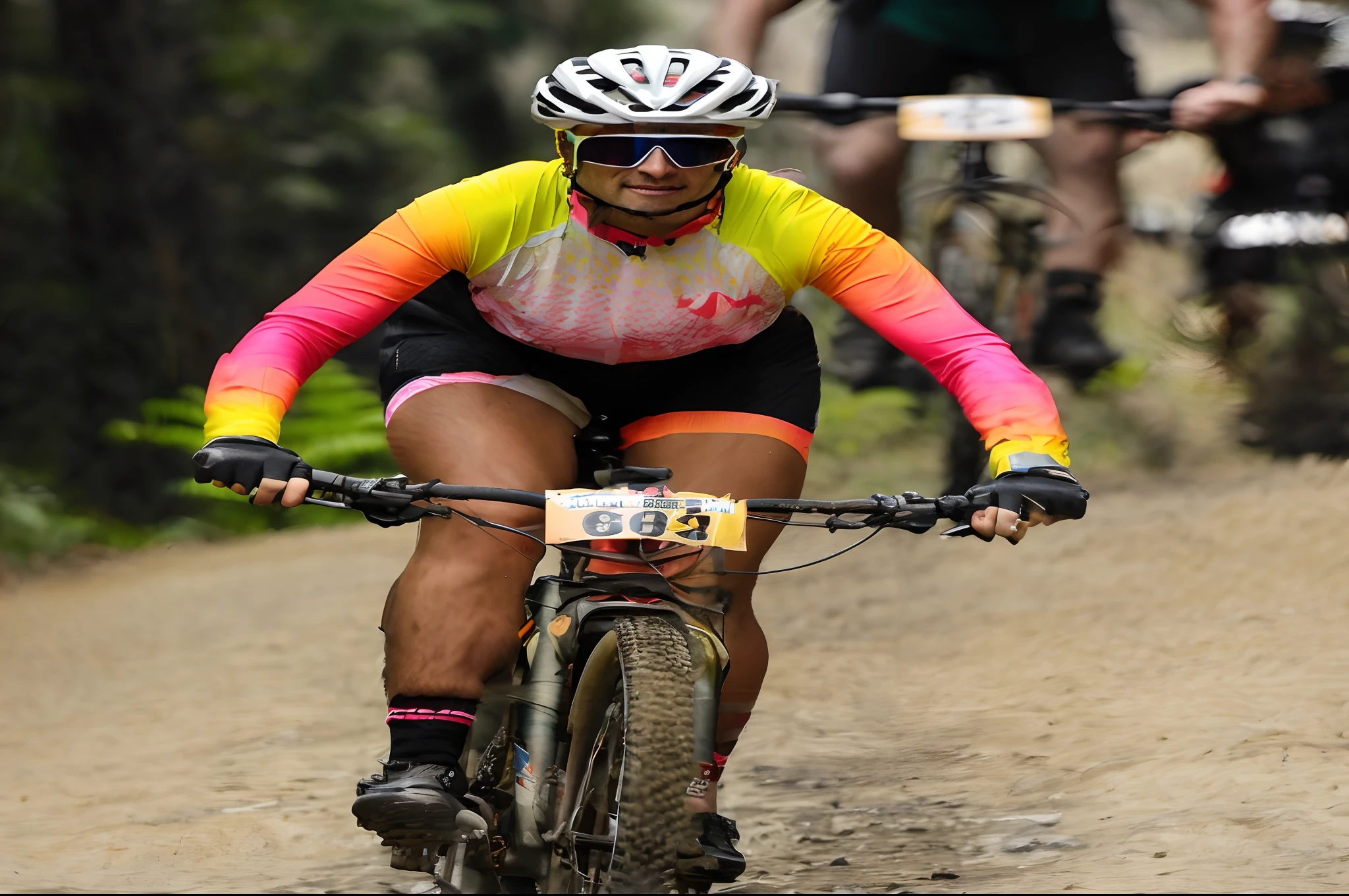 Arafed man riding a bicycle on a trail through a forest, album, album photo, Alma piedosa, Trilha Ligjt, hora de subir o caminho da montanha, Floresta antiga como floresta fanal, acabamento fosco, 8k 50mm iso 10, Armstrong Rolf, foundry vtt, cara bonita!!, teaser, Meio, edu souza