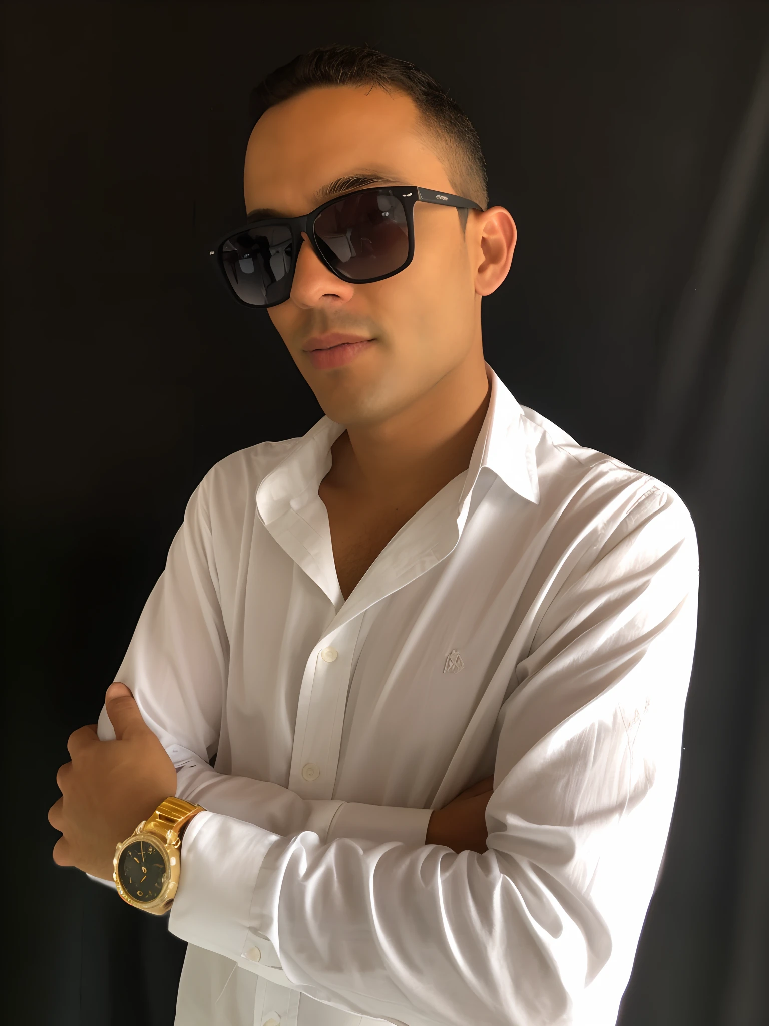 Man in white shirt and sunglasses posing for a Disney pixar photo