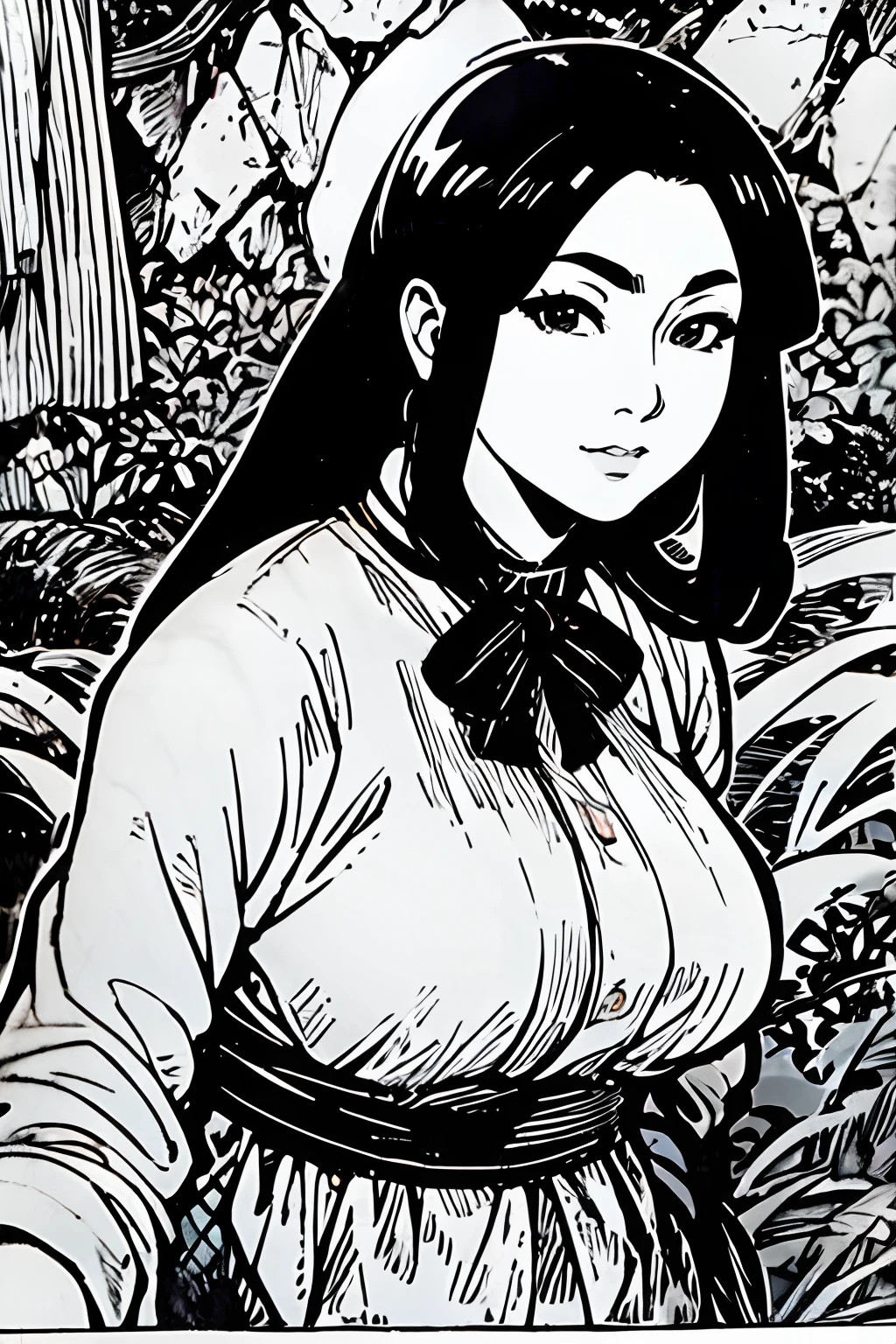 Arte inspirada no estilo deHiroaki Samura,Uma mulher bonita, vestido com camisa branca, retrato de corpo inteiro, nice perfect face with perfect face, conceito hiper realista, 8K resolution, qualidade da fotografia, posar para uma foto, foto realista,