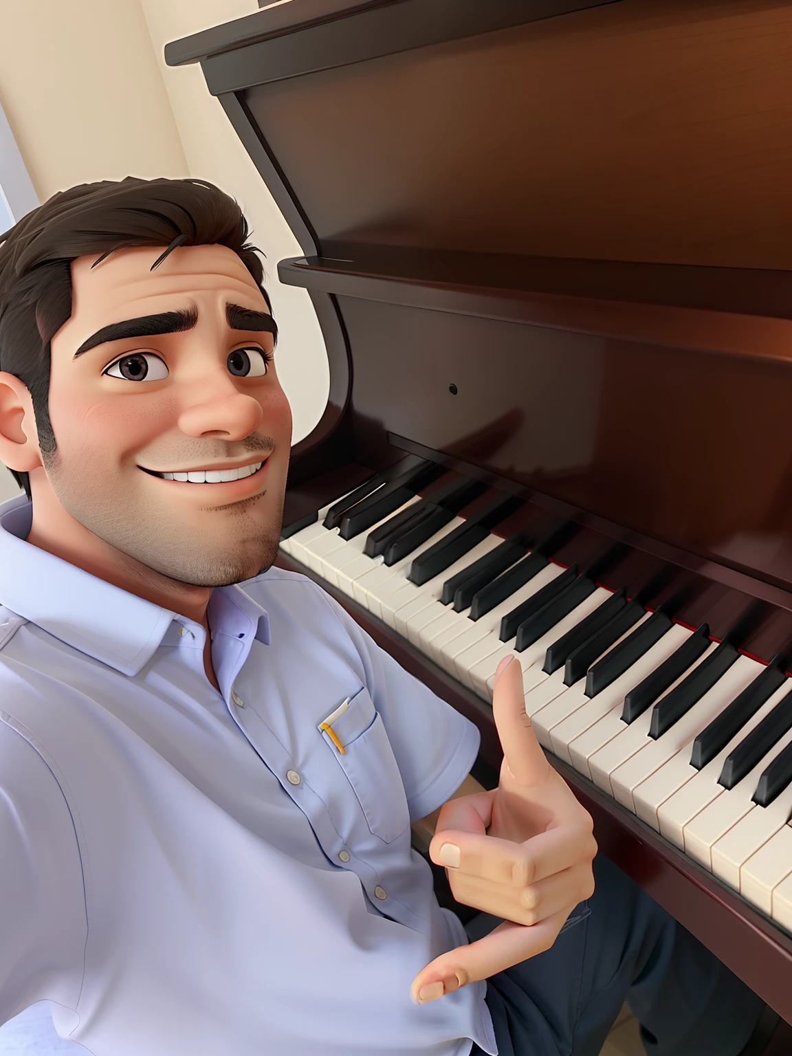 REPRODUZA UM HOMEM E UM PIANO FAZENDO SELF