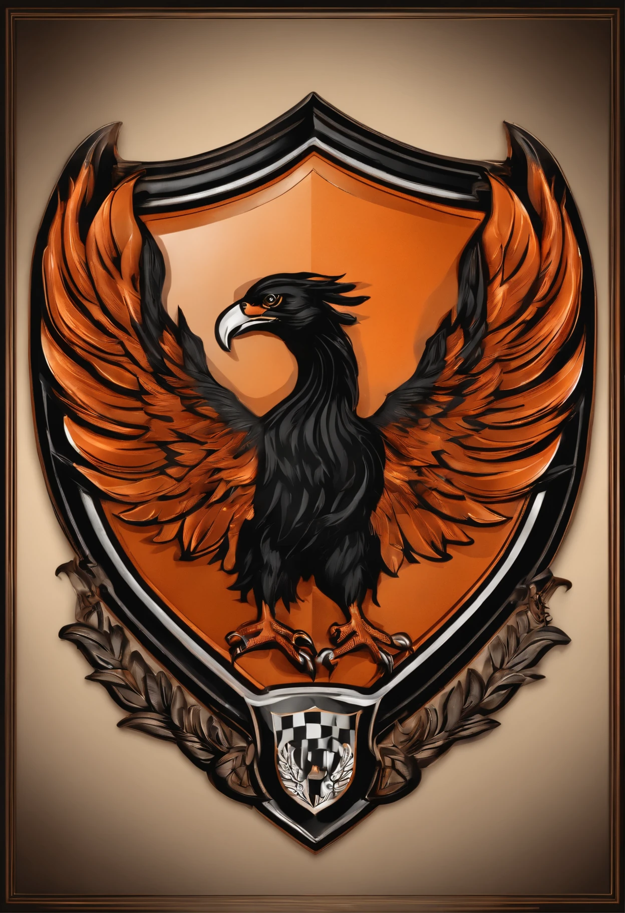 Orange and black football team shield with a phoenix