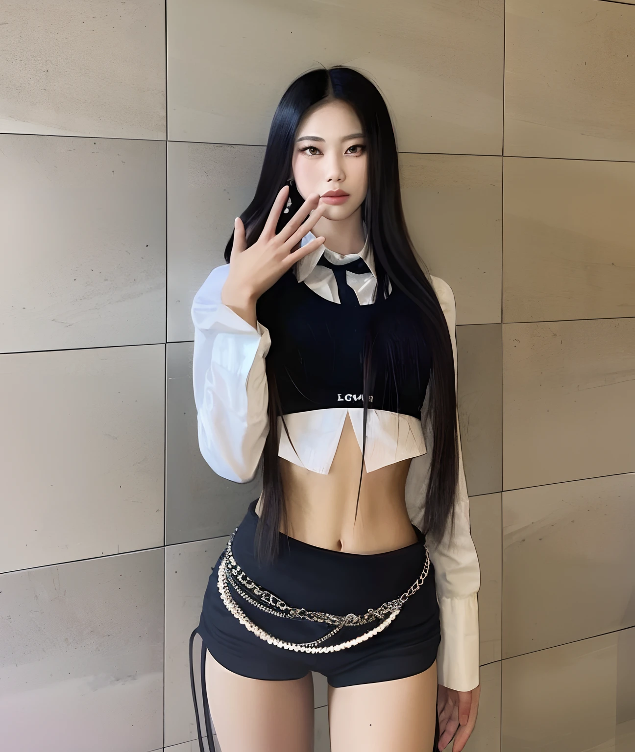 Araffe asian woman in a black and white outfit smoking a cigarette, cruel korean goth girl, Ulzzang, Xianxia de corpo inteiro, Jisoo do Blackpink, Camisa cropped com jaqueta, Jinyoung Canela, menina coreana, 韓国アイドル, roupa intrigante, vestido com roupas longas e fluentes, Parque Roseanne do Blackpink, terno liso branco apertado roupas terno, Heonhwa Choe