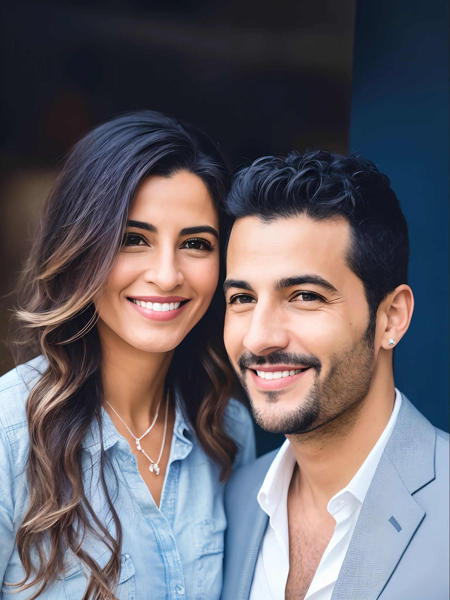 there is a man and woman posing for a picture together, In Sao Paulo, imagem de perfil, Casal feliz, Thomas Anthony e Malika Favre, foto do perfil, foto de perfil headshot, imagem do avatar, by Amelia Peláez, retrato de casal, Directed by: Nandor Soldier, casal sorridente, taken in the early 2020s, retrato de casais