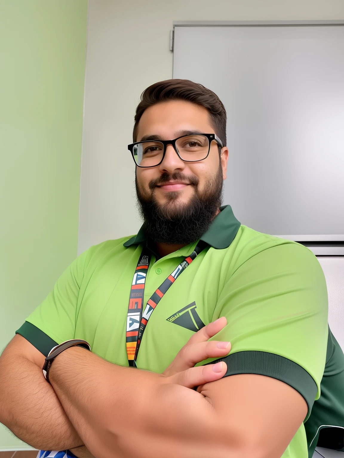 There's a man with a beard and glasses standing with his arms crossed, ástor alexander, Streamer do Twitch / Jogador Ludwig, Atarracado, contra fundo escuro, Kacper Niepokolczycki, album photo, foto retrato, Retrato no meio da foto, daniel mirante, Tomado com Sony Alpha 9, imagem de qualidade muito baixa, david rios ferreira, imagem do avatar