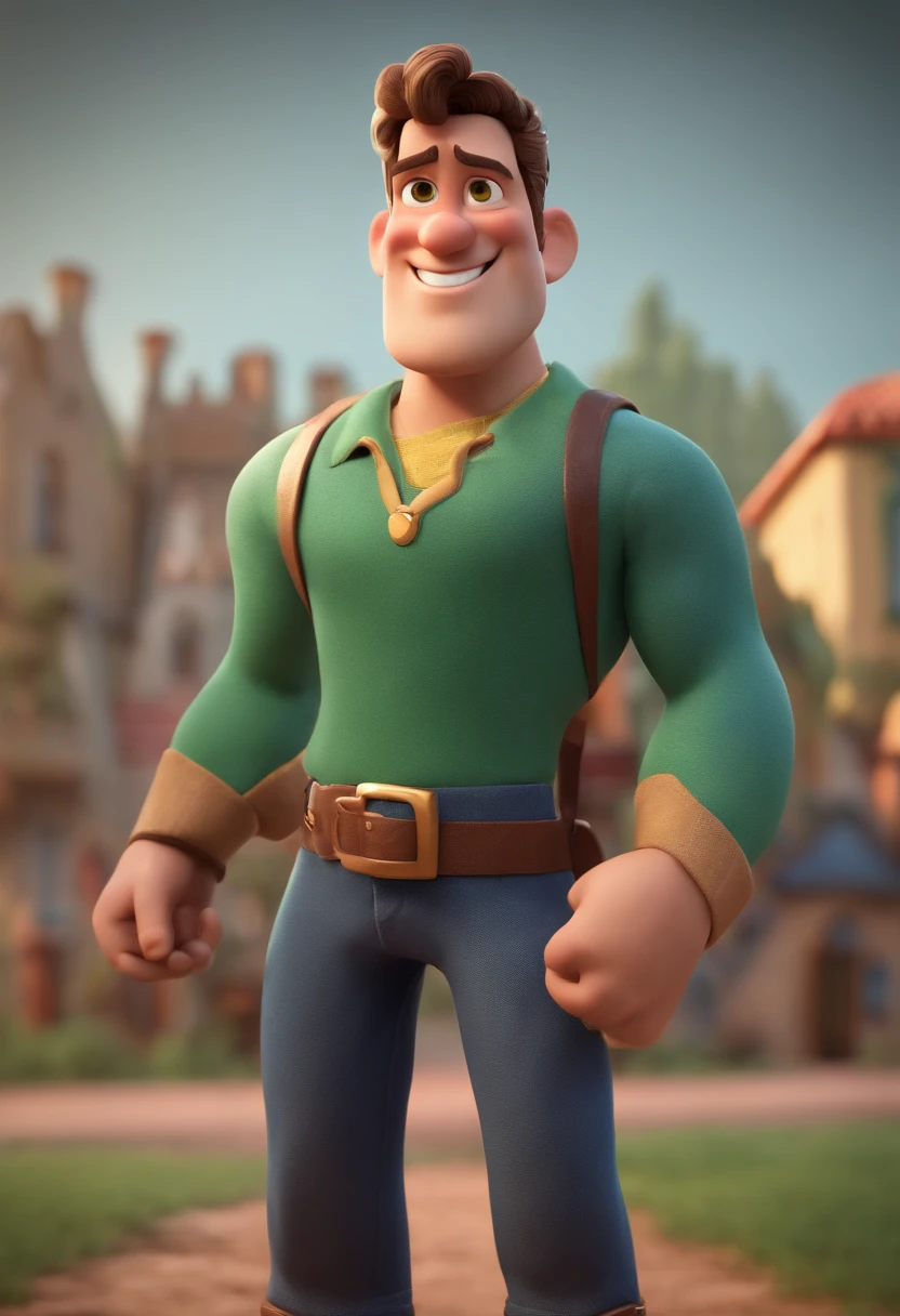 personagem dos desenhos animados de um homem forte e uma camisa verde social, calvanhaque , animation character, Caractere estilizado, animation style rendering, 3D estilizado, Arnold Maya render, 3 d render stylized, toon render keyshot, Personagem 3D, Personagem 3D, 3d rendering stylized, 3 d character render, personagem de desenho animado, Personagem de close up, Pose de personagem,  (Estilo Pixar) (master part:1.2) (Bokeh) (best quality) (pele detalhada) (textura detalhada) (8k) (argila) (Cinematic lighting) (foco nítido