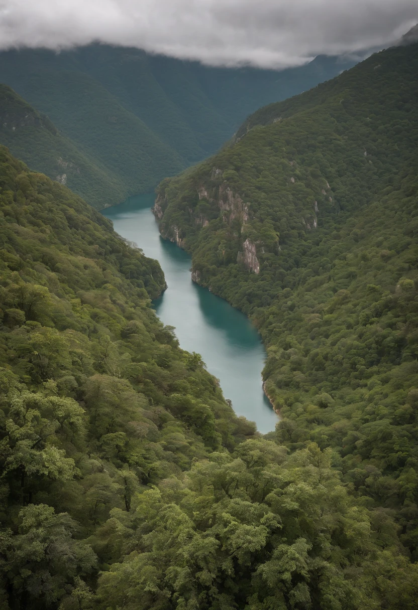 Paisagem, natureza, rio corrente, arvores, nuvens