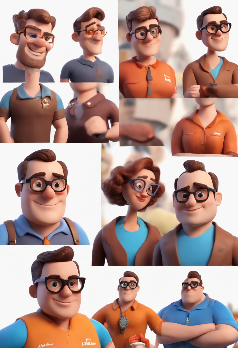 Cartoon character of a man with black glasses and a blue shirt, animation character, Caractere estilizado, animation style rendering, 3D estilizado, Arnold Maya render, 3 d render stylized, toon render keyshot, Personagem 3D, Personagem 3D, 3d rendering stylized, 3 d character render, personagem de desenho animado, Personagem de close up, Pose de personagem, (Estilo Pixar) (master part:1.2) (Bokeh) (best quality) (pele detalhada) (textura detalhada) (8k) (argila) (Cinematic lighting) (foco nítido