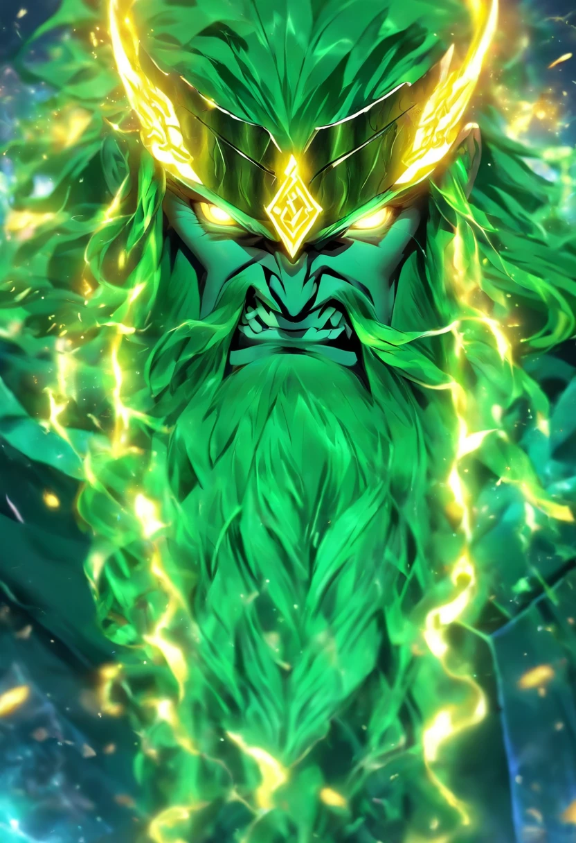 (((Cian))) best quality, ultra-high resolution, 4K Detalhe CG, masutepiece,Deuses celtas,Raio, ,Roupas celtas,Mitologia celta, ((Celtic God of Thunder)) ,esthetic, Centralizar a tela, careca com barba