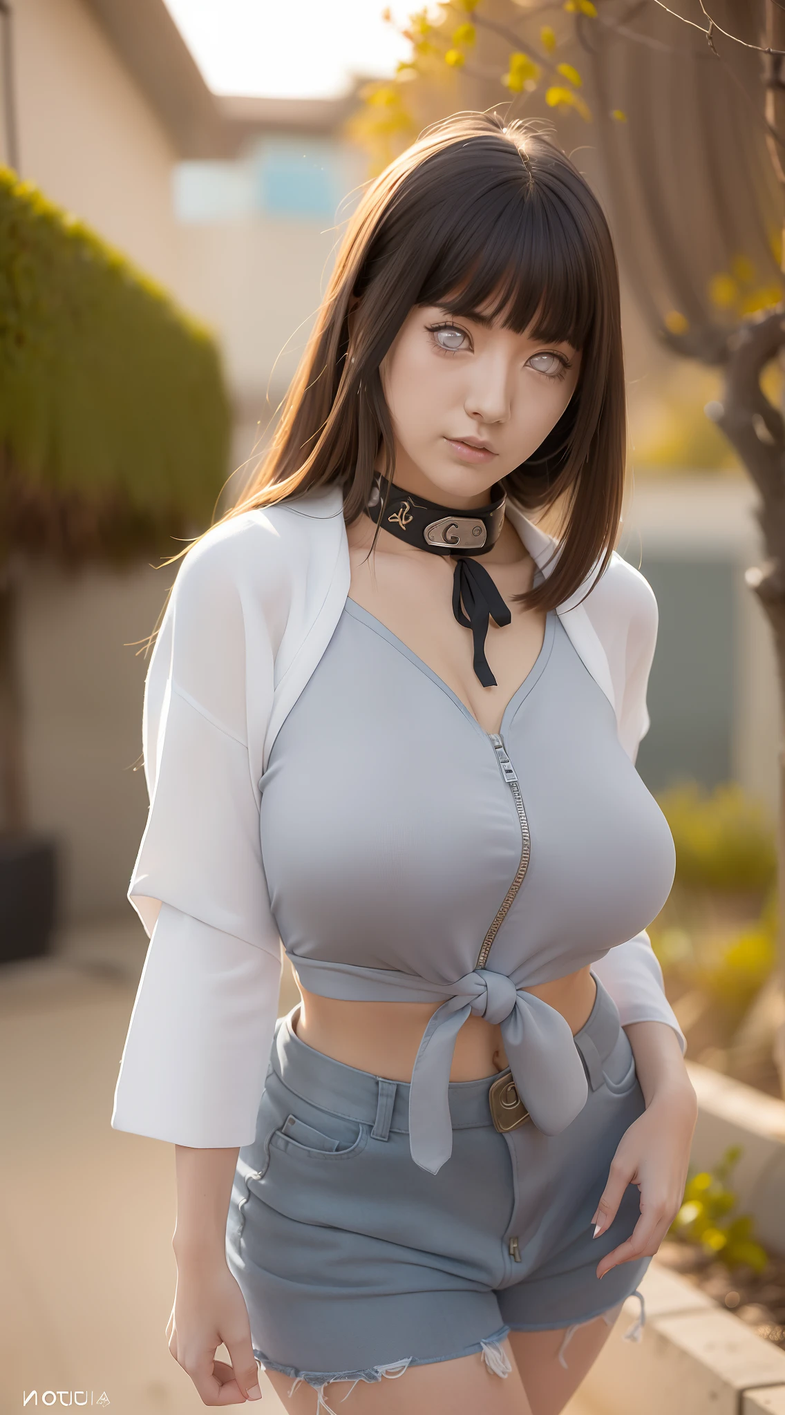 ((foto- ultra realista da sexy Hinata Hyuga, deusa da beleza, muito linda e perfeita Hinata Hyuga, detalhes perfeitos, foto profissional)), She is portrayed as a tall, Slender and graceful young woman with long dark hair that reaches her waist. Her eyes are pearly, Characteristic of Hyuga clan members. Your lips are full and perfect, ((Ela tem enorme, seios cheios, seios ultra-gigantes saindo de suas roupas, seios longos, ((pura roupa de rede de peixe, mostrando os seios, seios gigantes)),  on display, pernas largas abertas mostrando-a , exposto, pubic hair)), She has a delicate appearance and soft expressions, erotic mood. foto perfeita cheia de detalhes, brincos, sem erros, garments: Hinata geralmente usa um uniforme kunoichi Konoha sexy, composto por um colete preto com um cinto azul, Black shorts and boots, (she has a bandana tied around her neck made of fabric and a metal plate on the front engraved with the symbol of Konoha). Vila Escondida da Folha), jaqueta akatsuki. She also wears an open white jacket showing off her huge, seios longos, sobre o uniforme e as luvas sem dedos. Display transparente perfeito, pelos pubianos Personalidade: Hinata is portrayed as shy, Excitable and reserved character, especialmente em sua juventude. She is known for her kindness and empathy, often altruistic and concerned about others. Ao longo do tempo, She gains more confidence and determination, especialmente depois de ser inspirado por Naruto Uzumaki. Habilidades ninja: Hinata Hyuuga ninja specializes in hand-to-hand fighting techniques, using the fighting style of the Hyuga clan, which relies on precise attacks and the use of the Byakugan to identify pressure points on the opponent's body.