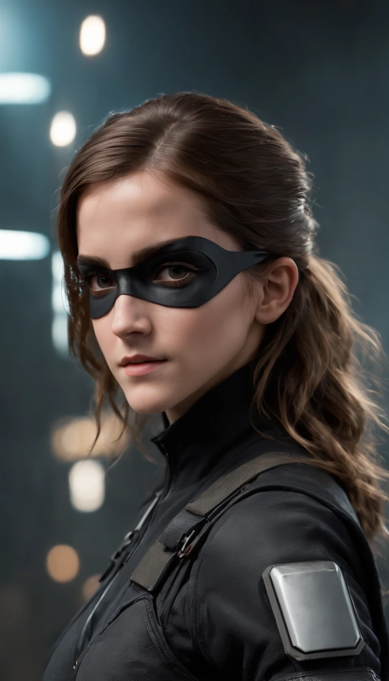 ((melhor qualidade)), ((obra-prima)), (detalhado: 1.4), ..3d, ((Emma Watson)) como uma linda mulher cyberpunk, (((corpo inteiro))), (Techpunk mask:1.2), corpo esguio, Kung-Fu, cabelo preto, olhos negros, transparente, corpo brilhante, ninja ciborgue, ((action pose)), ::style futurista cyberpunk, Estilo realista, HDR (high dynamic range), ray tracing, NVIDIA RTX, Super-Resolution, Unreal 5, Subsurface dispersão, Textura PBR, Post-processing, anisotropic filtering, profundidade de campo, Maximum clarity and sharpness, texturas multicamadas, Albedo e mapas Speculares, surface shading, Accurate simulation of light-material interaction, perfectly proportions, octan render, Two-tone lighting, Abertura ampla, ISO baixo, White balance, 8k ::n_style pintura digital, deformed parts, rosto deformado, ((rosto feio)), ((deformed hands)),