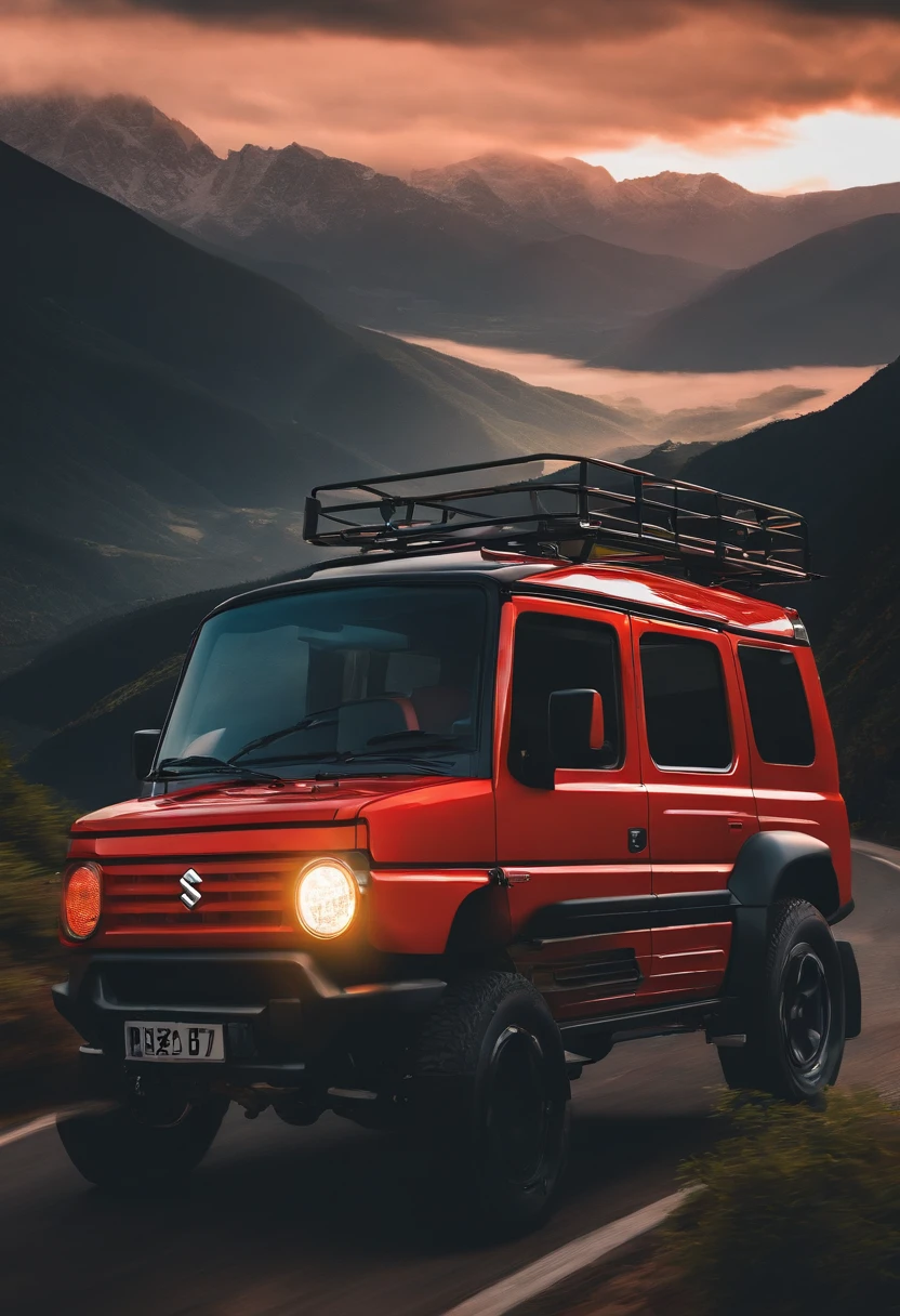 Suzuki Jimny illustratio Driving on mountain roads