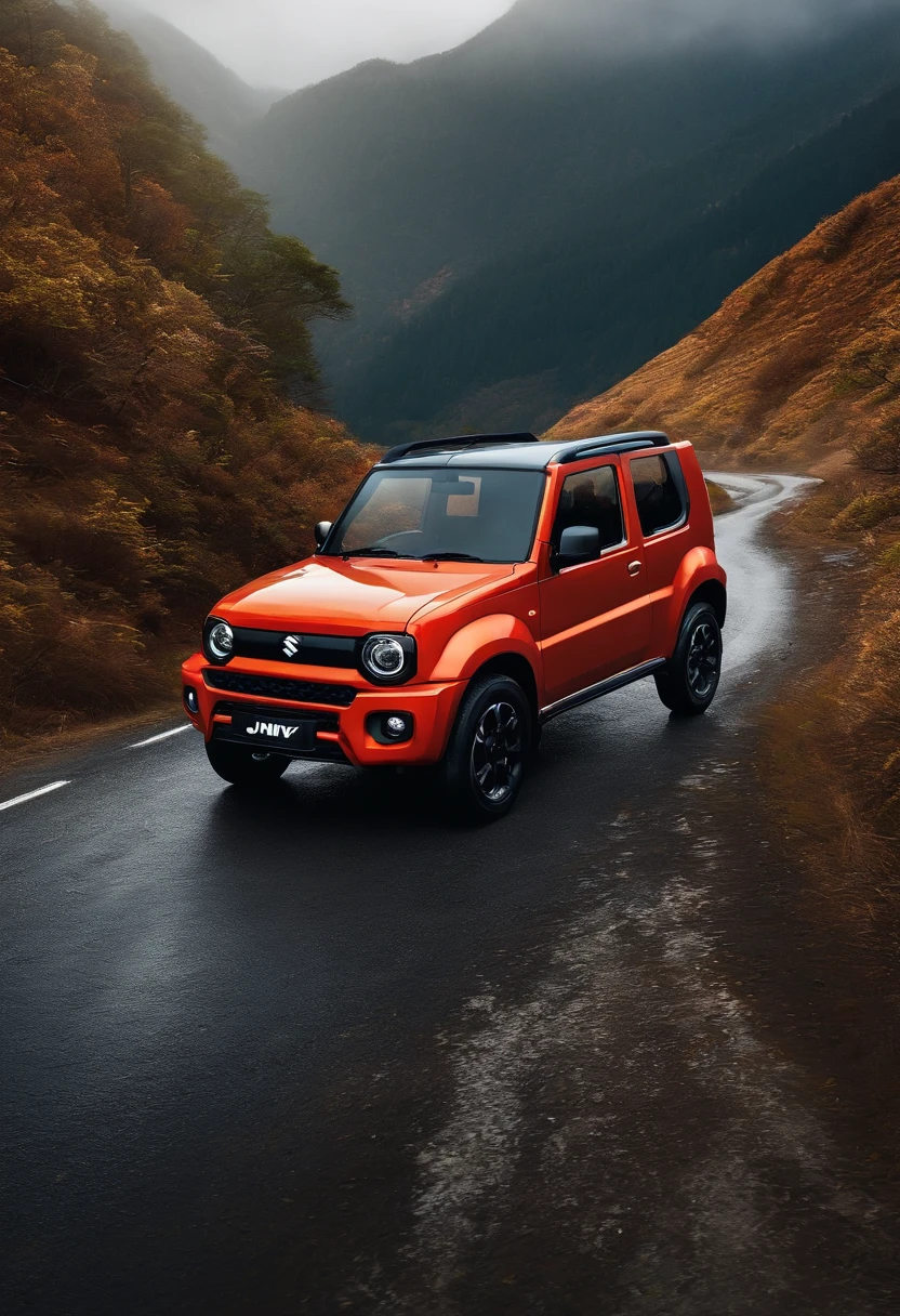 Suzuki Jimny　illustratio　Driving on mountain roads