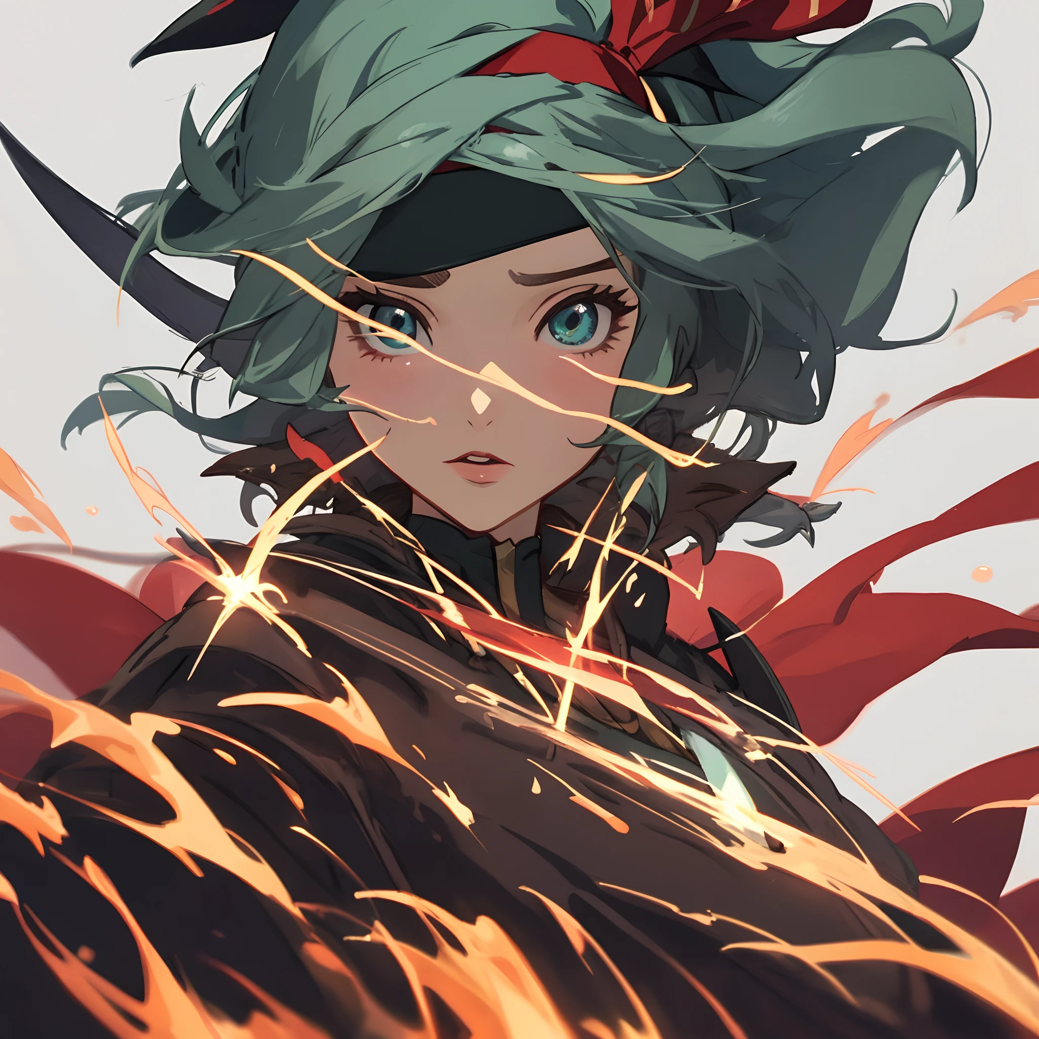 Garota do free fire estilo anime lpira cabelo Grande cabelo rabo de cavalo loiro com potas vermelhas. Ela usa mascara de bandana