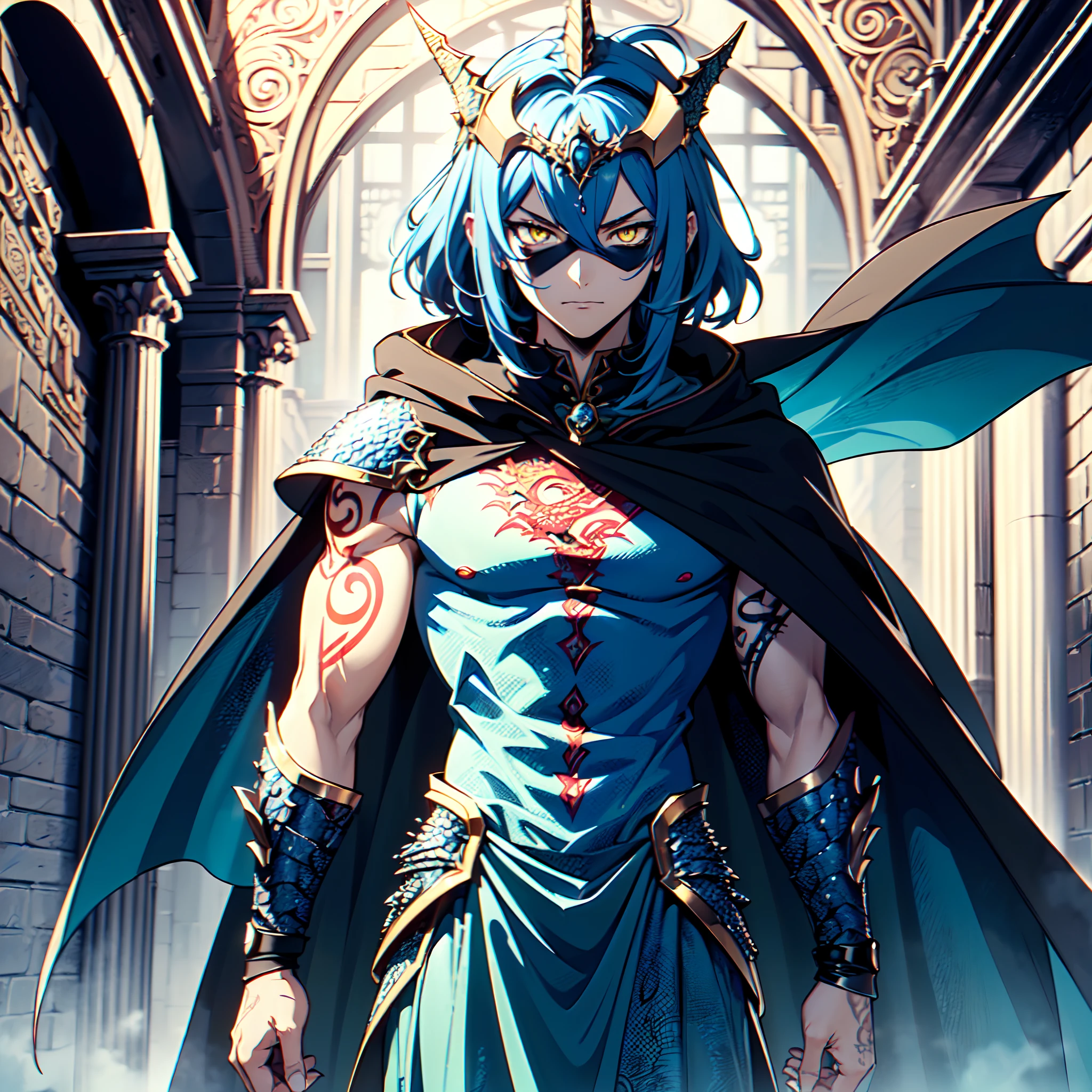 128K Ultra High Definition,
128K Ultra High Quality,
128K Ultra High Resolution,
Best Definition,
Best Quality,
Best Resolution,
Perfectly Detailed,
Perfectly Designed,
Extremely Detailed,
Extremely Designed,
Hyper Detailed,
Hyper Definition,
Hyper Quality,
Hyper Resolution,
Masterpiece,
(((Anime))),
Body Shot,
(((Boy))),
Handsome,
Muscular Body,
(((Blue Mid Hair))),
(((Yellow Eyes))),
(((Hyper Detailed & Perfectly Designed With Ultra High Quality Red Engravings & Jeweled Dragon Scales Tattooed Demonic Armor With Headpiece & Cape))),
(((Inside Of Medieval Royal Palace Background Scenery))),