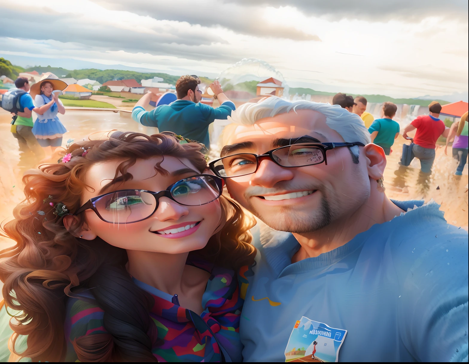 There are two people together in front of a waterfall, cachoeiras ao fundo, cachoeira ao fundo, brasileiro, vacation photo, david rios ferreira, In Sao Paulo, com montanhas como pano de fundo, 4 k post, Postagem 4k, Malika Favre, imagem de perfil, com montanhas ao fundo, Selvas ao fundo, em frente a um fundo de floresta