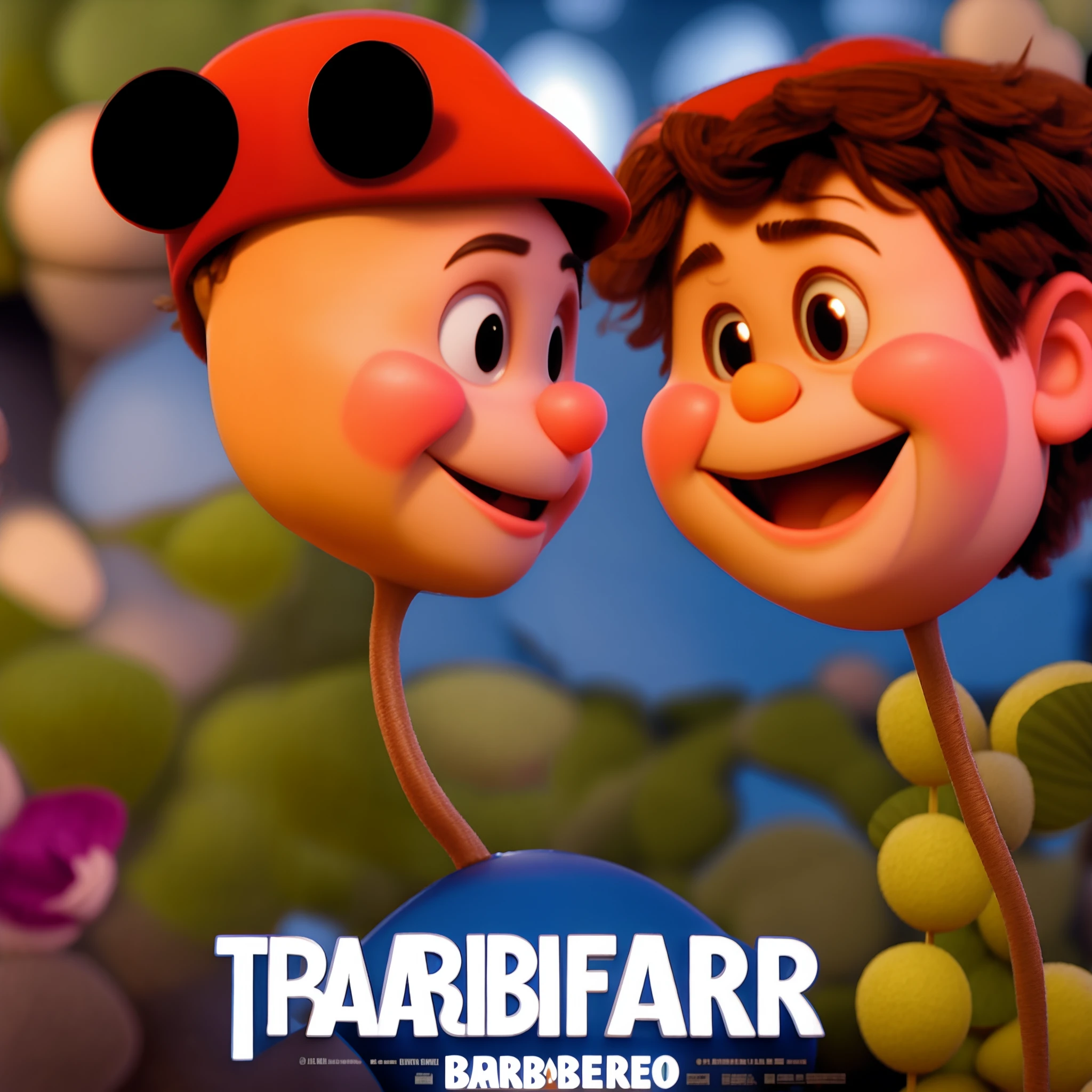 A Disney Pixar-inspired movie poster with title [barbeiro . [baixinho tatuado Gordin, cabelo baixo]. The scene should be in the distinct digital art style of Pixar, with a focus on character expressions, vibrant colors, and detailed textures that are characteristic of their animations, with the title “barbeiro PH ”