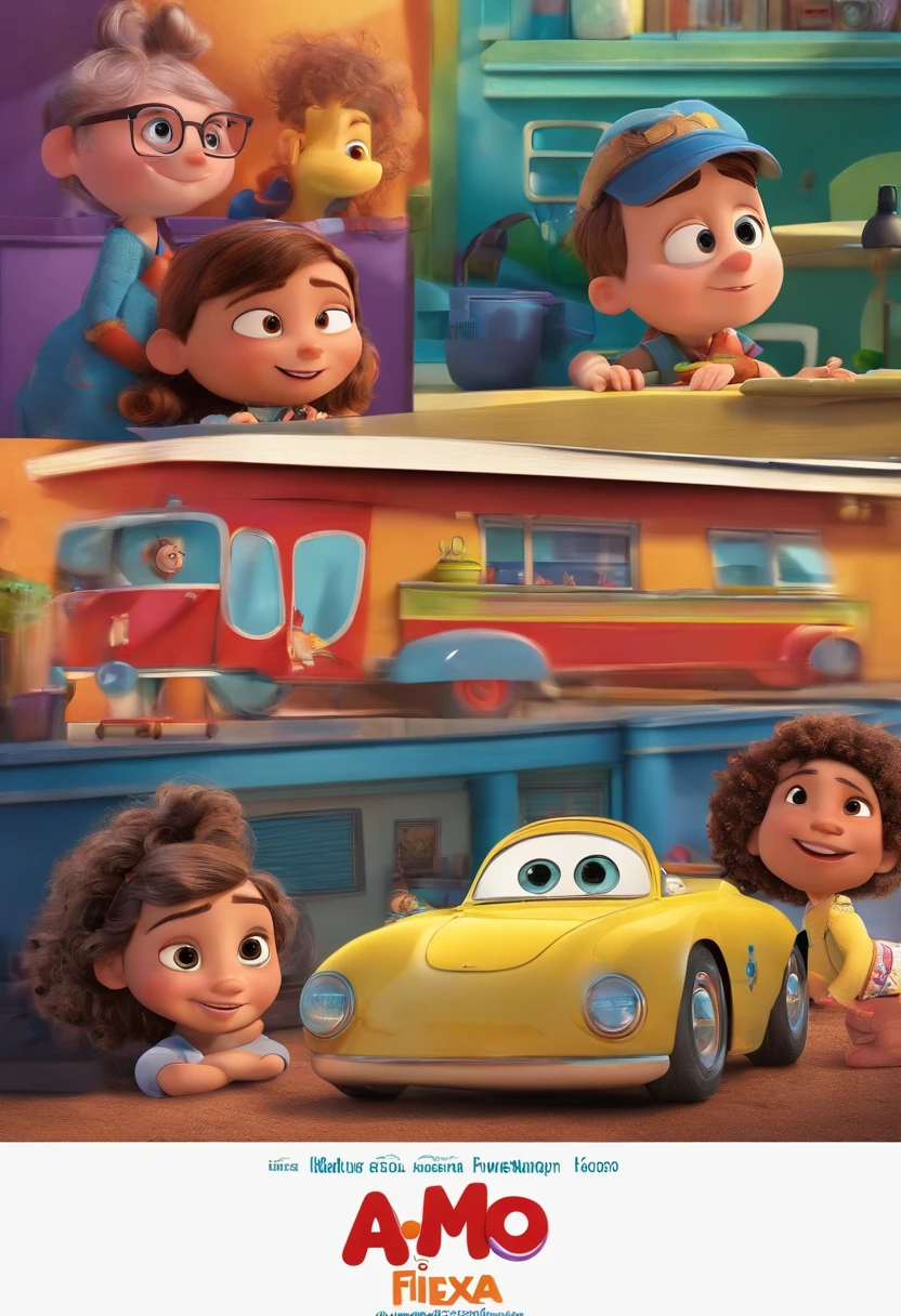 filme eu amo Cu 2023 estilo filmes Pixar, Com nome "EU AMO CU", poster, with credits