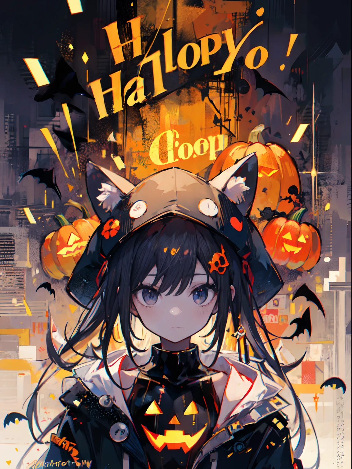 boy with a pumpkin hat, halloween theme