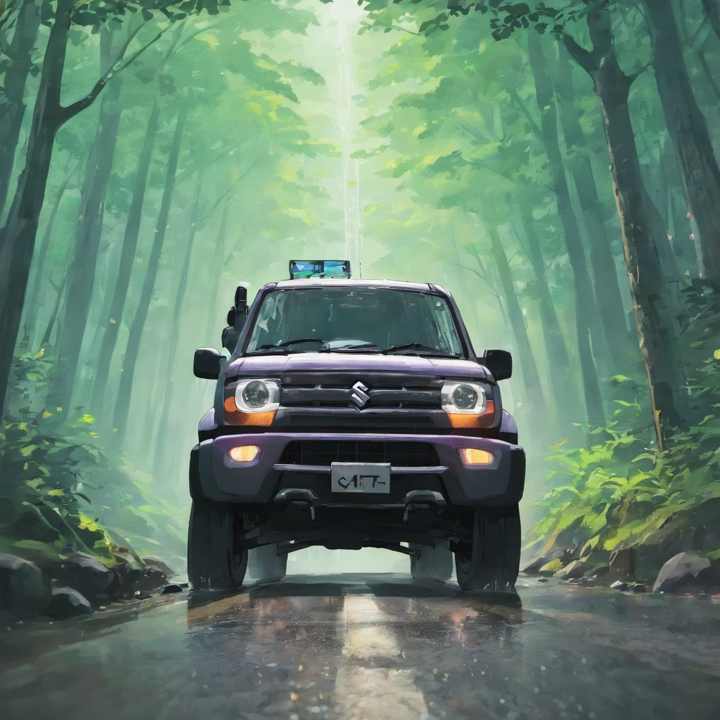 Suzuki Jimny Driving on mountain roads I'm doing my best under the rain