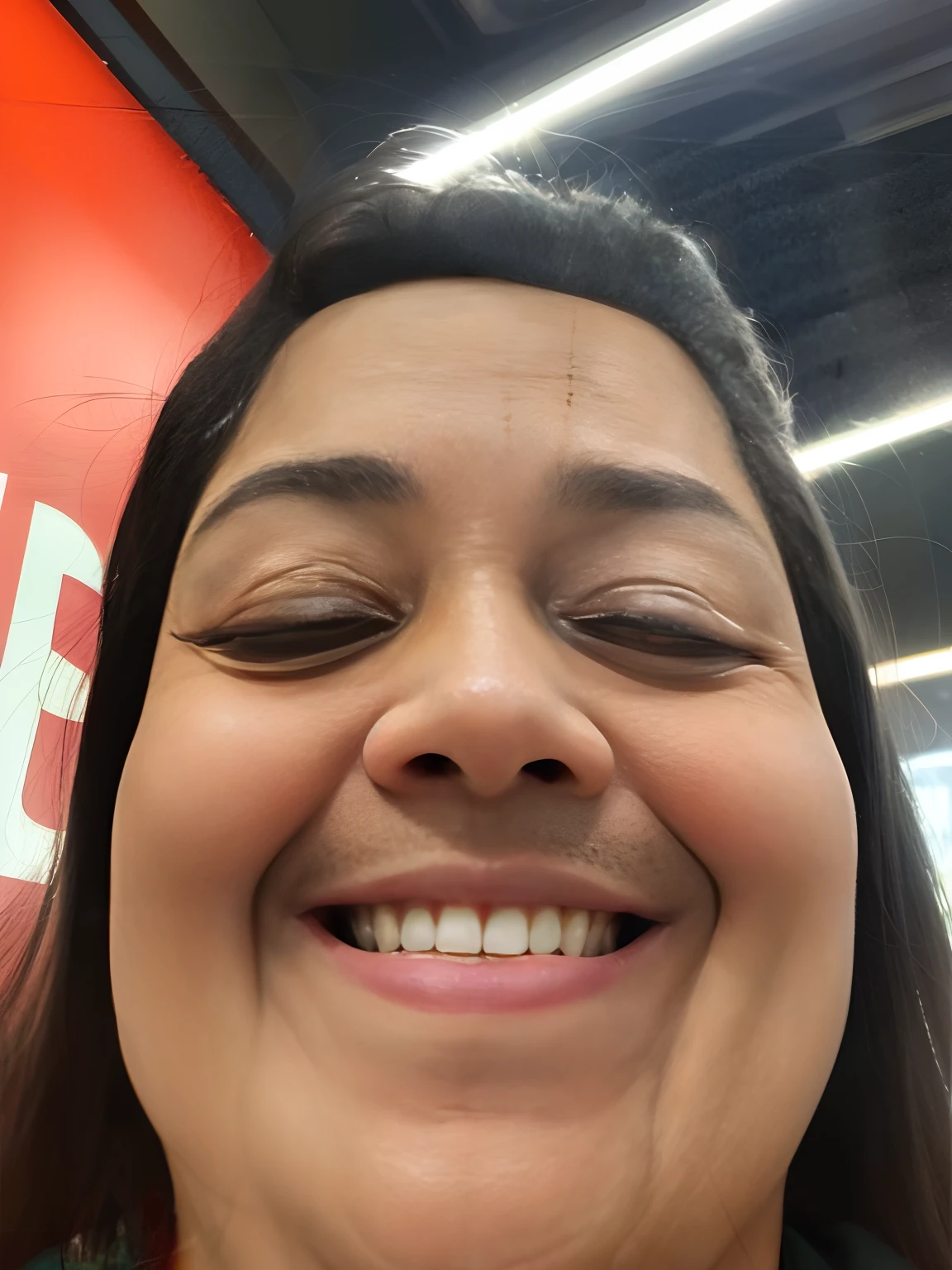 mulher sorridente com uma jaqueta verde e um sinal vermelho no fundo, rosto suado, selfie shot straight on angle, muito bobo olhando, iphone selfie, cara de bobo, na Target, selfie de uma jovem mulher, sorriso insano, cara boba fofa, tired face, queixo largo, face reta, cara divertida e brincalhona boba, staring directly at camera, staring directly at camera
