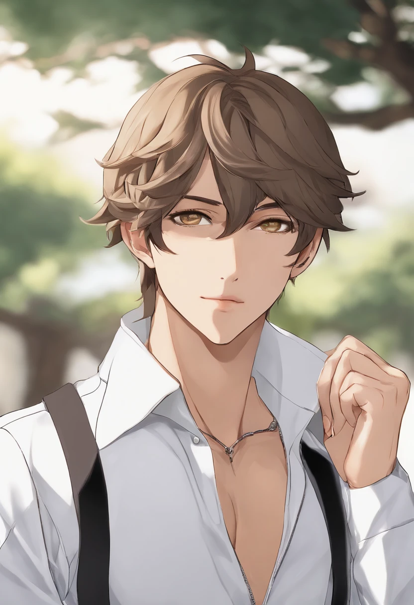 Top Quality, Masterpiece, High Resolution, 8k, Hoodie and Anime Style boy, One boy, Detailed Line Art, Bright White and Bright Amber Style, Digital Enhancement, Close Up, Anime Core, Flowing Fabric, horny male, (masterpiece, best quality:1.2), cowboy shot, solo, 1boy, horny, closed mouth, looking at viewer, brat, male japanese school uniform with slightly undone shirt