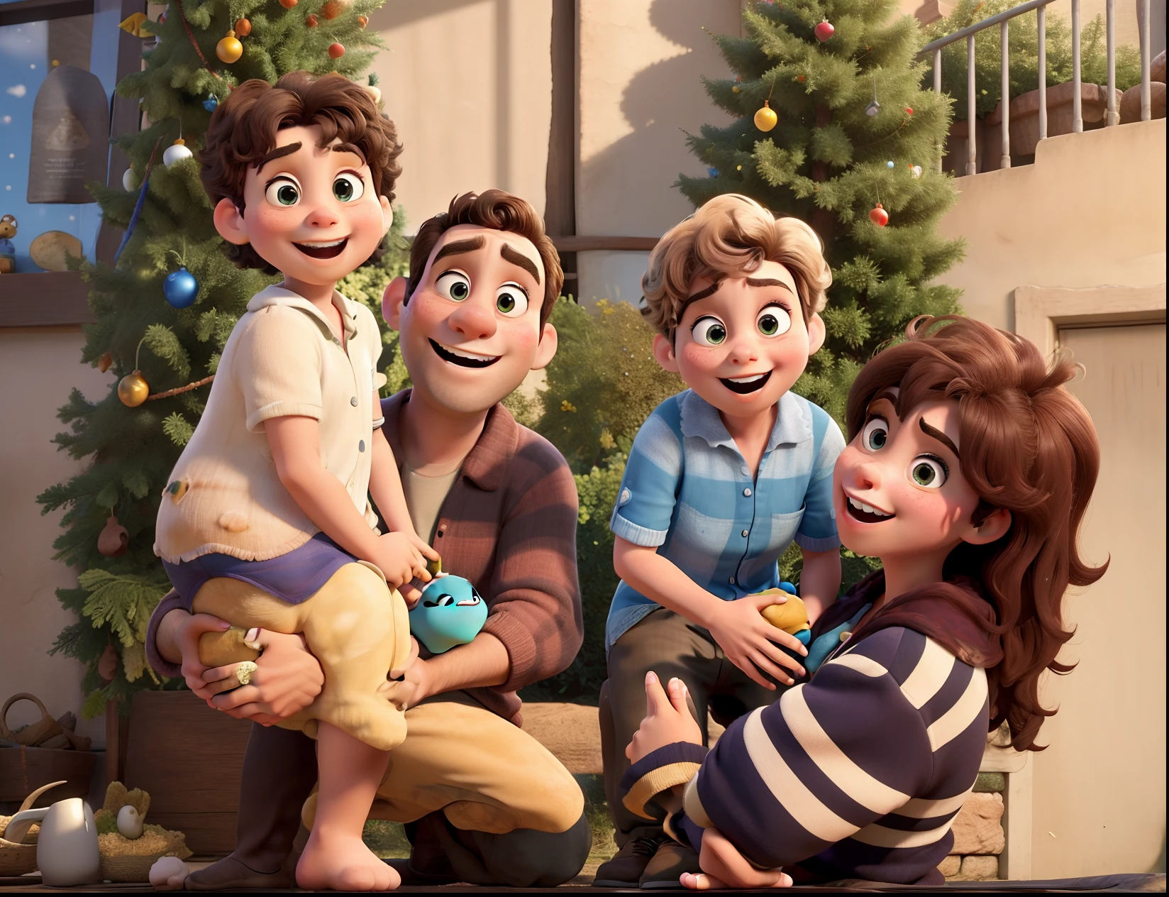 Obra-prima, de melhor qualidade, One of a Pixar-style family of four