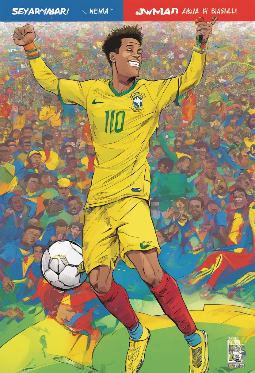 Neymar ganhando a copa do mundo pelo Brasil