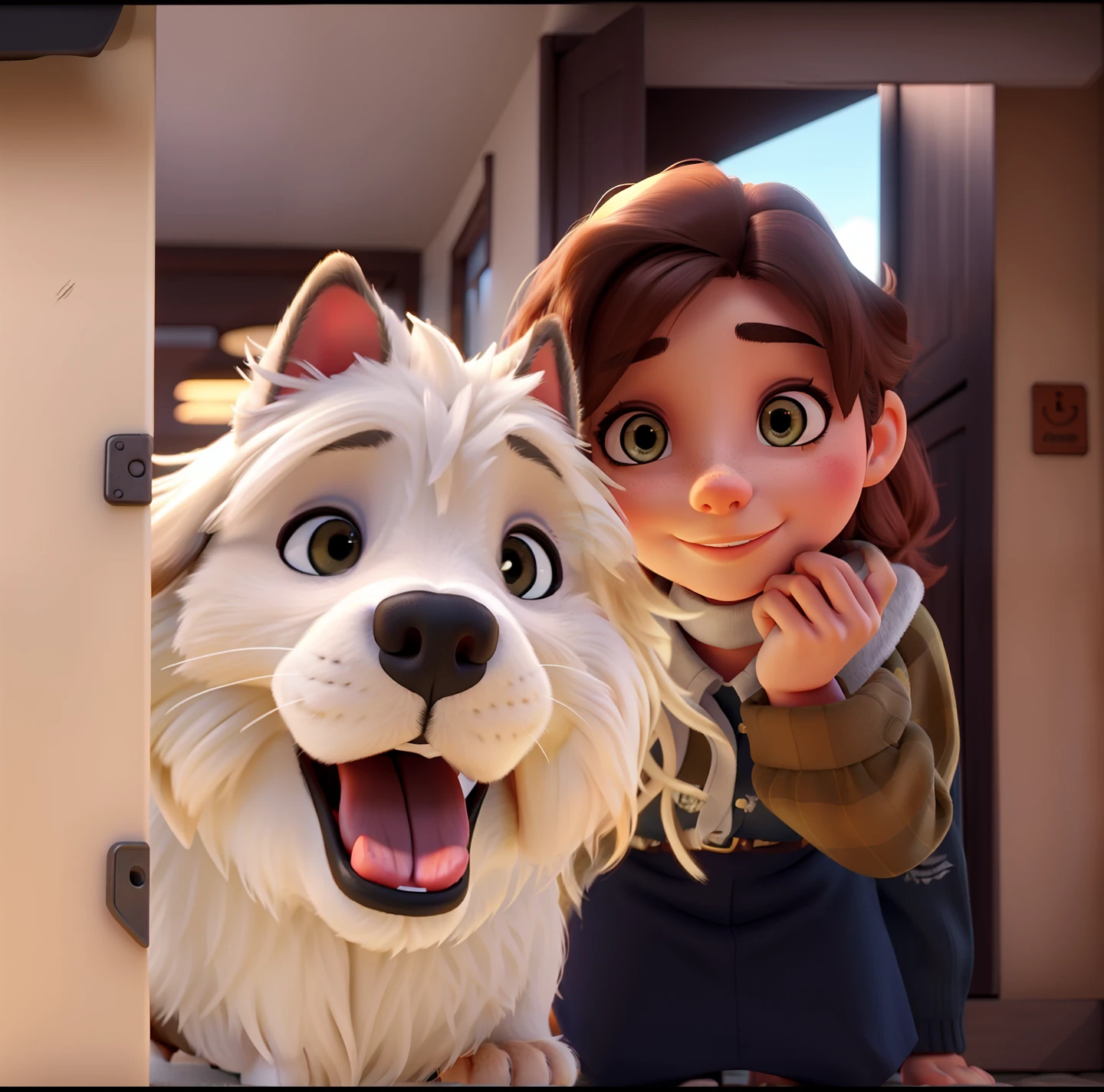A young woman next to her beautiful dog in high quality. Imagem de alta qualidade.
