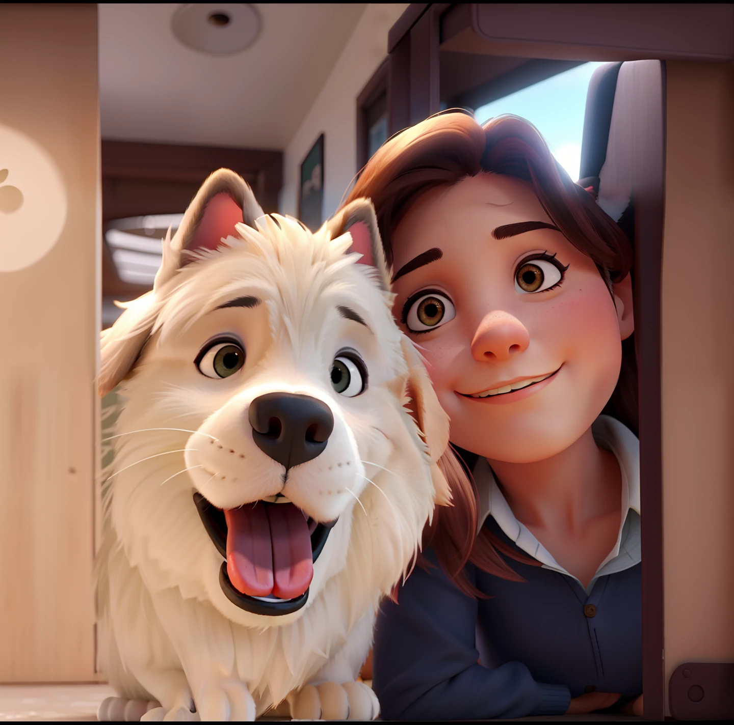 A young woman next to her beautiful dog in high quality. Imagem de alta qualidade.