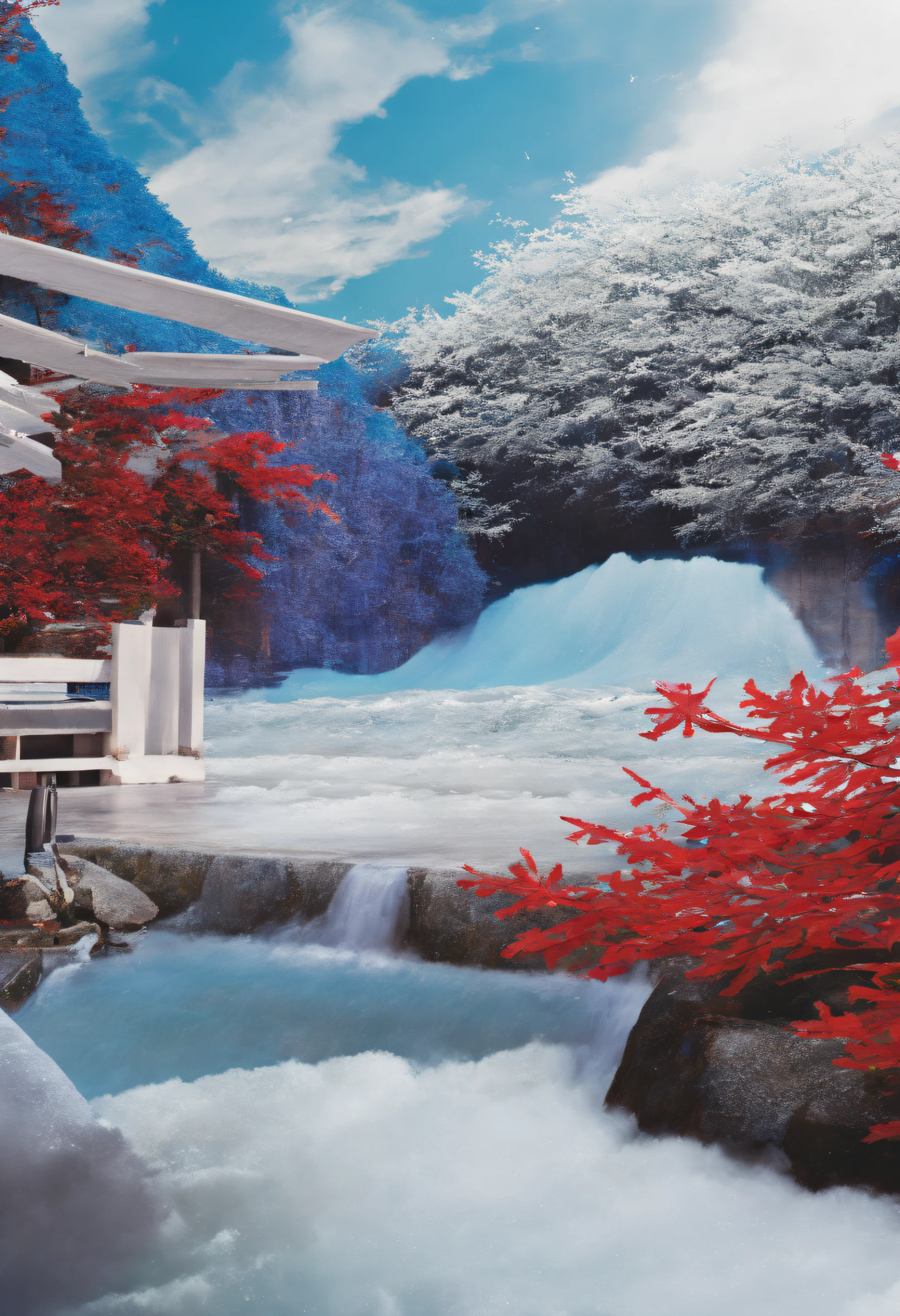 Live Action、very real、Snowflake、Colored leaves、a river、From the air
