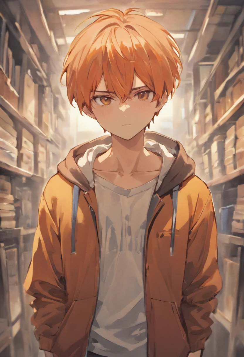 anime male in a classroom, male teenager, Top Quality, Masterpiece, High Resolution, 8k, Hoodie and Anime Style boy, One boy, Detailed Line Art, Bright White and Bright Amber Style, Digital Enhancement, Close Up, Anime Core, Flowing Fabric, horny male, (masterpiece, best quality:1.2), cowboy shot, solo, 1boy, horny, closed mouth, looking at viewer, brat, male japanese school uniform with slightly undone shirt
