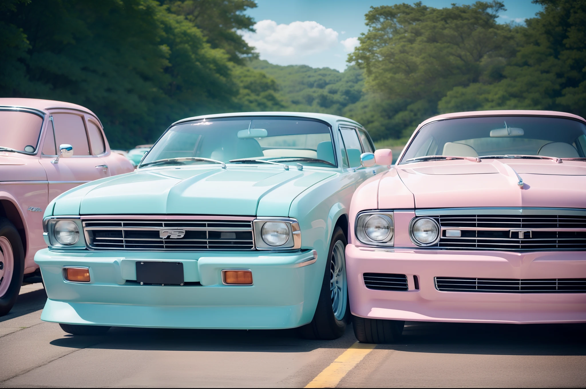 Cars in pastel colors