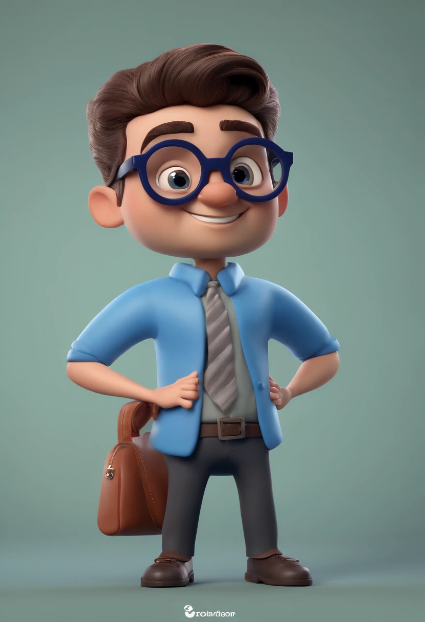 Cartoon character of a man with black glasses and a blue shirt, animation character, Caractere estilizado, animation style rendering, 3D estilizado, Arnold Maya render, 3 d render stylized, toon render keyshot, Personagem 3D, Personagem 3D, 3d rendering stylized, 3 d character render, personagem de desenho animado, Personagem de close up, Pose de personagem, (Estilo Pixar) (master part:1.2) (Bokeh) (best quality) (pele detalhada) (textura detalhada) (8k) (argila) (Cinematic lighting) (foco nítido