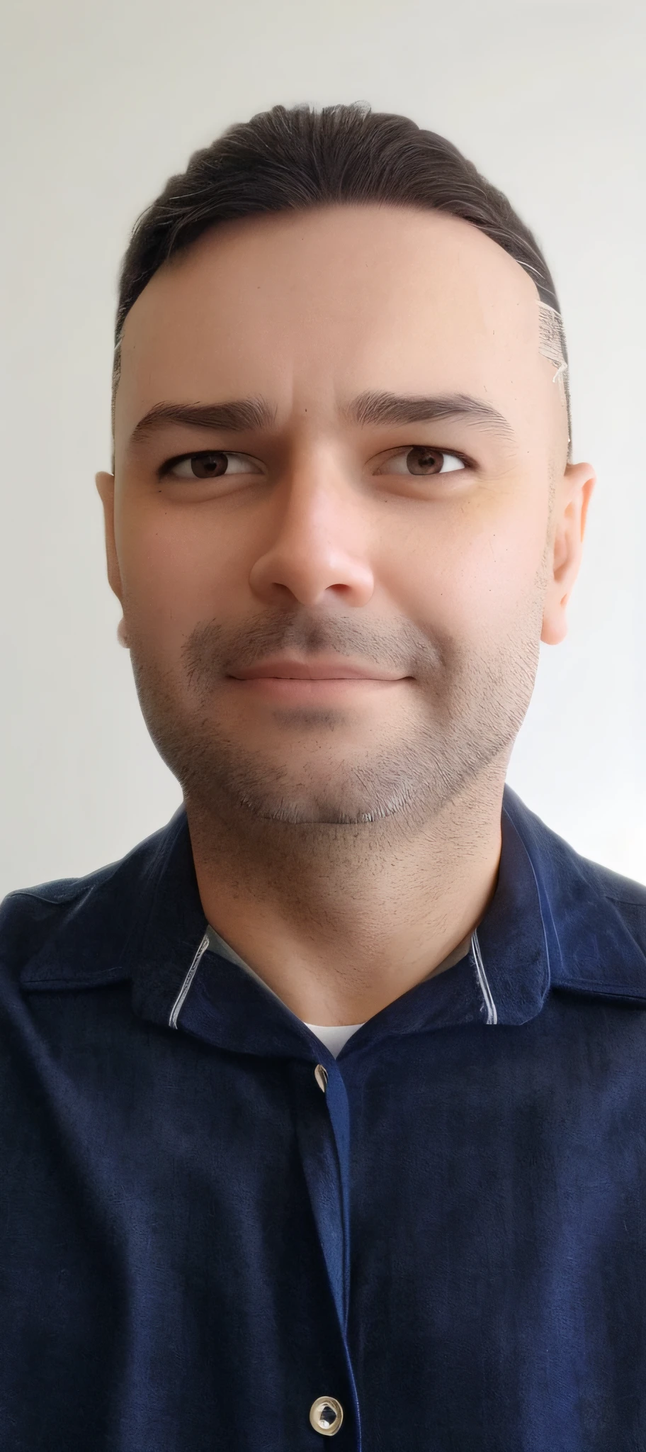 A close up of a man with a blue shirt and a tie - SeaArt AI