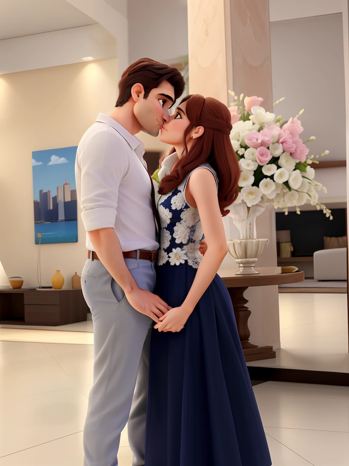 Casal de homem e mulher dando um beijo