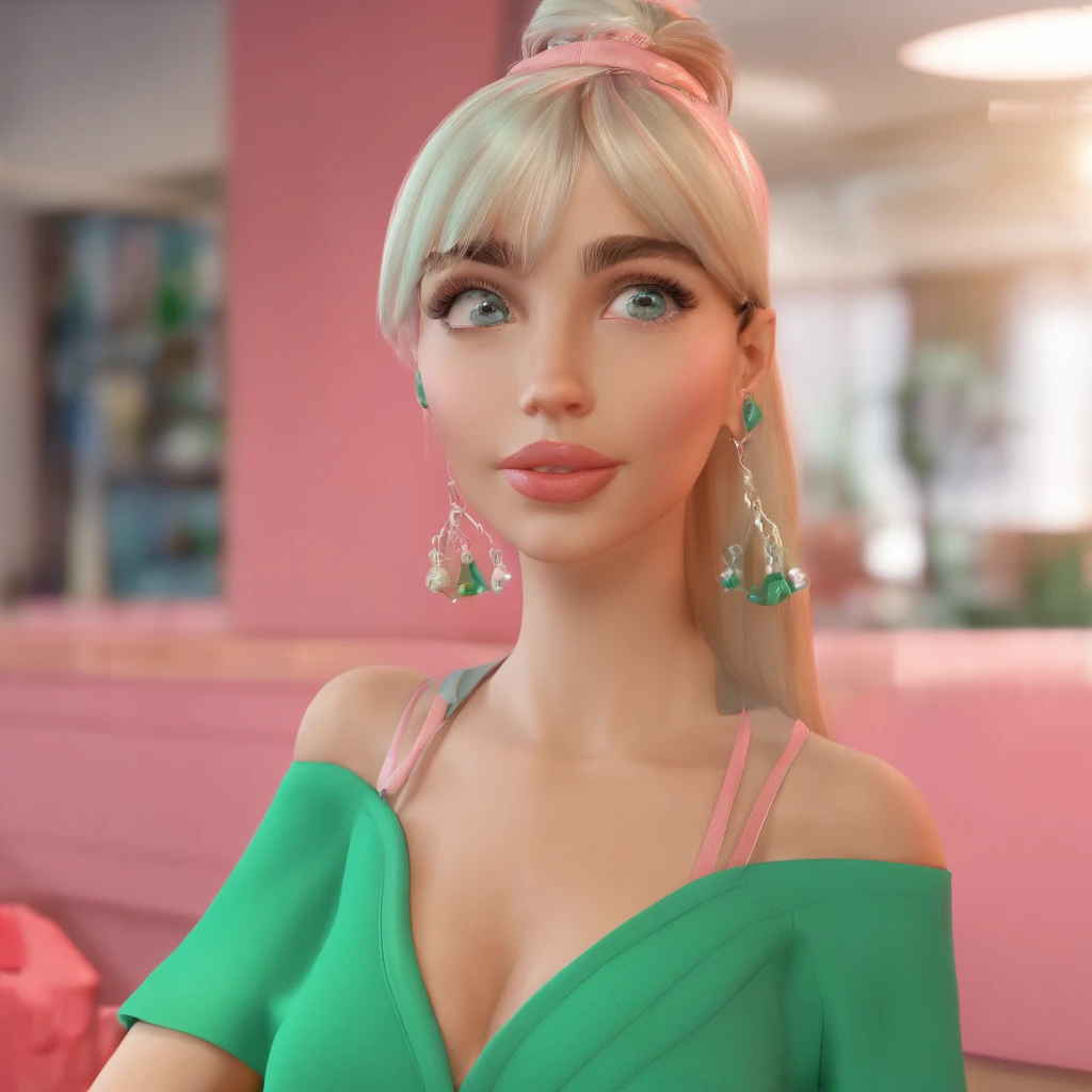 (pixar:1.2) women, White hair, Brown eyes, pink nails, professional eyelashes, beauty parlor, Sahian Nails neon sign
