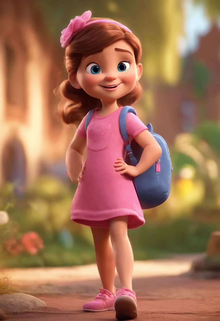 Cartoon character of a 5 year old girl in pink dress Animation Character, Caractere estilizado, animation style rendering, 3D estilizado, Arnold Maya render, 3 d render stylized, toon render keyshot, Personagem 3D, Personagem 3D, 3d rendering stylized, 3 d character render, personagem de desenho animado, Personagem de close up, Pose de personagem, (Estilo Pixar) (master part:1.2) (Bokeh) (best quality) (pele detalhada) (textura detalhada) (8k) (argila) (Cinematic lighting) (foco nítido