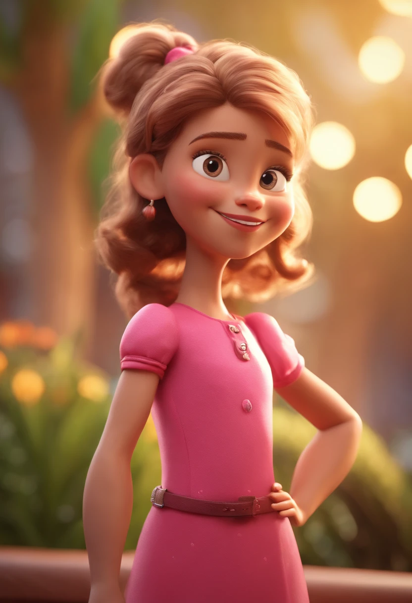 Cartoon character of a 5 year old girl in pink dress Animation Character, Caractere estilizado, animation style rendering, 3D estilizado, Arnold Maya render, 3 d render stylized, toon render keyshot, Personagem 3D, Personagem 3D, 3d rendering stylized, 3 d character render, personagem de desenho animado, Personagem de close up, Pose de personagem,  (Estilo Pixar) (master part:1.2) (Bokeh) (best quality) (pele detalhada) (textura detalhada) (8k) (argila) (Cinematic lighting) (foco nítido