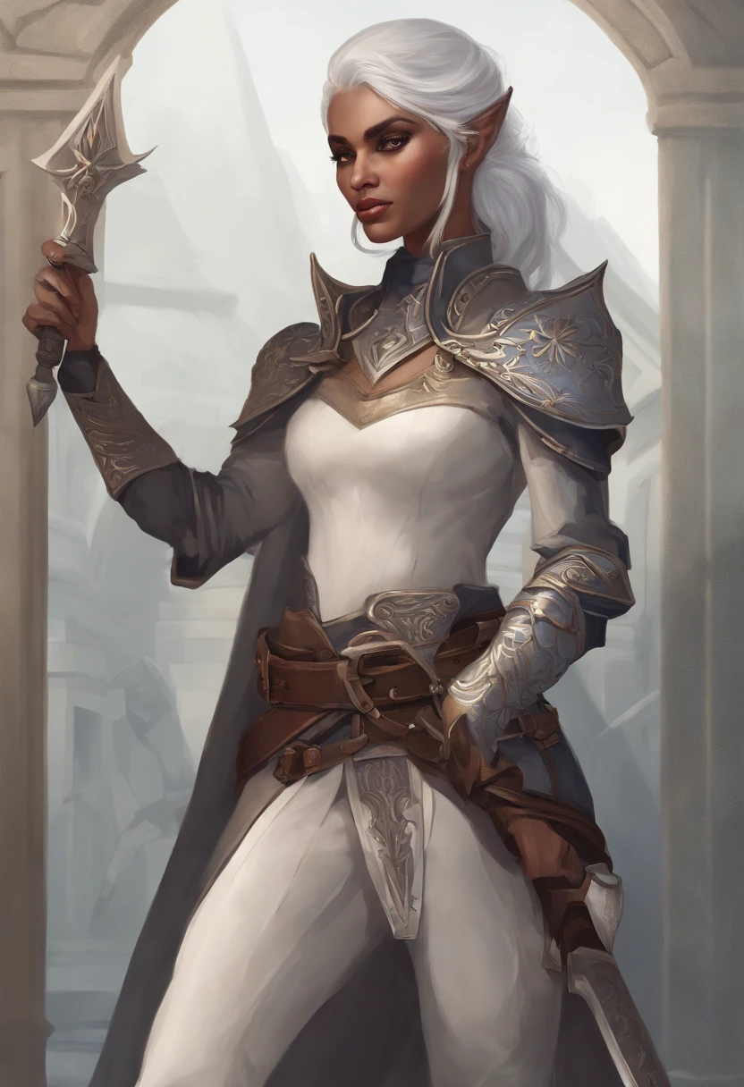 There is a drawing of a woman with a sword in her hand, Retrato de um personagem DND, como um d & Personagem D, Drow, como um caractere dnd, Retrato de Jinx de Arcane, female drow elf, bonito Drow, caleb from critical role, humano :: feiticeira, pintado no estilo arcano
